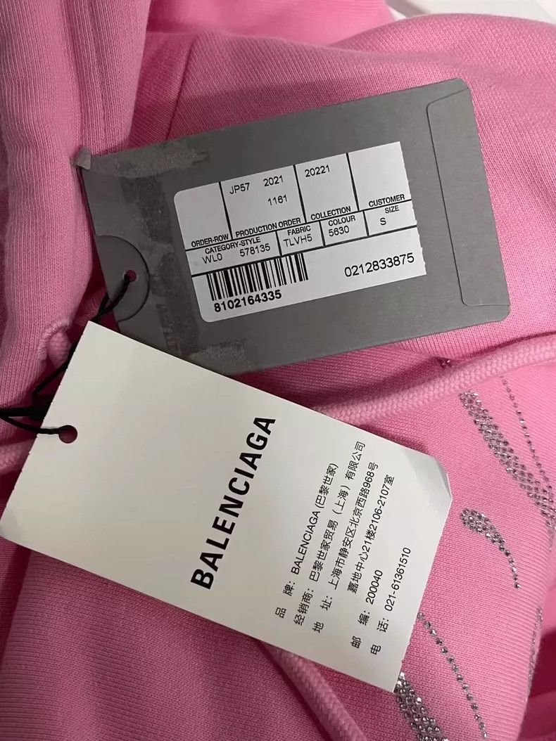 Balenciaga Balenciaga Pink BeBe Rhinestone Hoodie - dmc Size US S / EU 44-46 / 1 - 8 Thumbnail