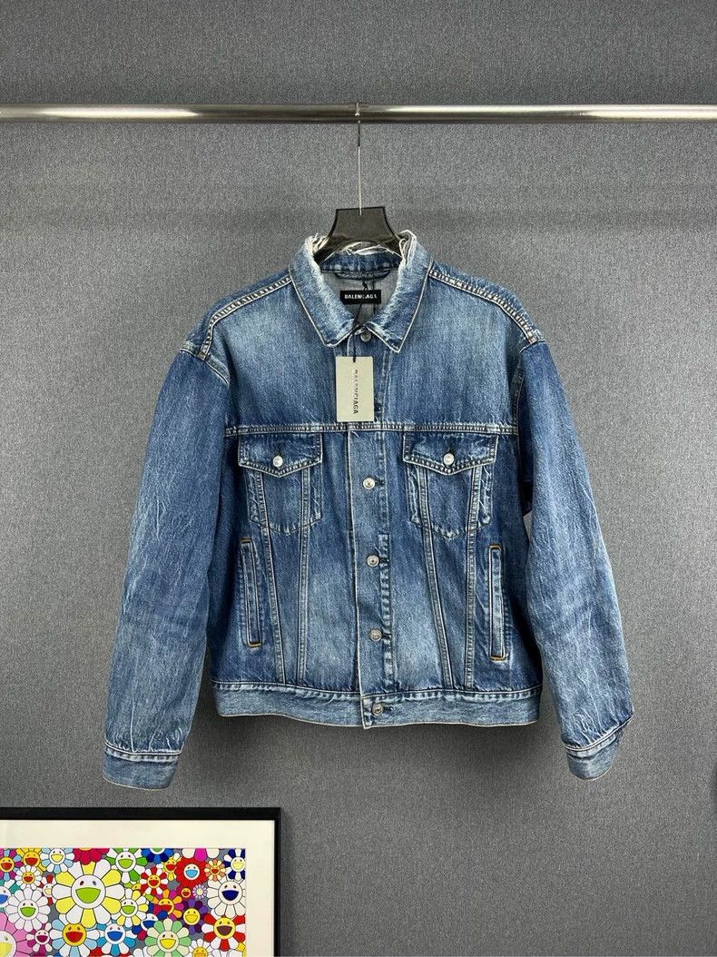Balenciaga BALENCIAGA Denim Jacket with Logo Back - dmc Size US M / EU 48-50 / 2 - 2 Thumbnail