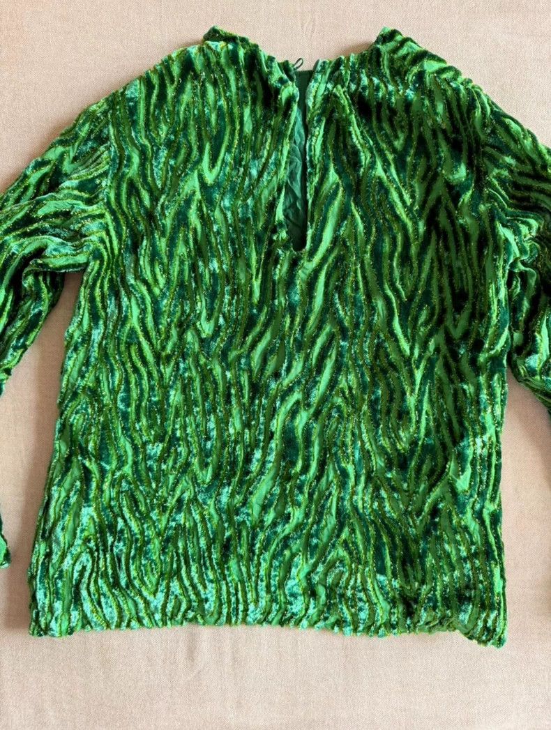 Dries Van Noten Green Silk Blend Pullover Top - dmc Size US S / EU 44-46 / 1 - 6 Thumbnail