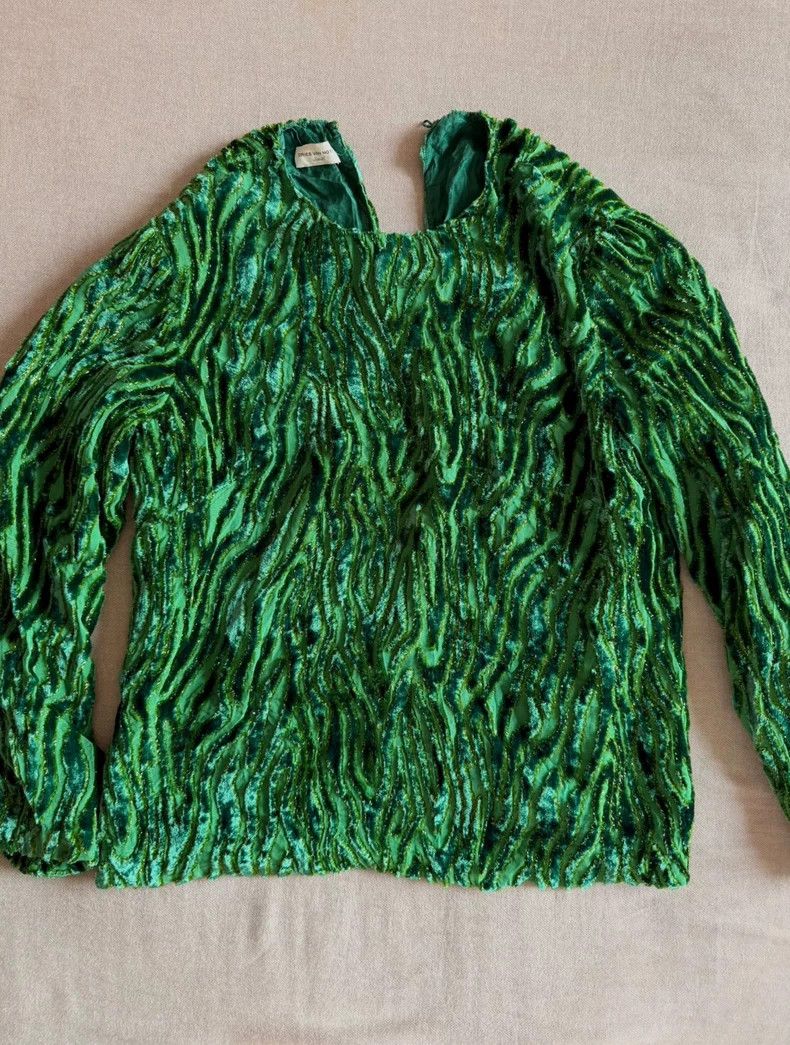 Dries Van Noten Green Silk Blend Pullover Top - dmc Size US S / EU 44-46 / 1 - 5 Thumbnail