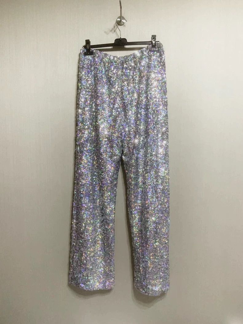 Dries Van Noten Dries Van Noten Iridescent Sequin Wide-Leg Pants - dmc Size US 31 - 3 Thumbnail