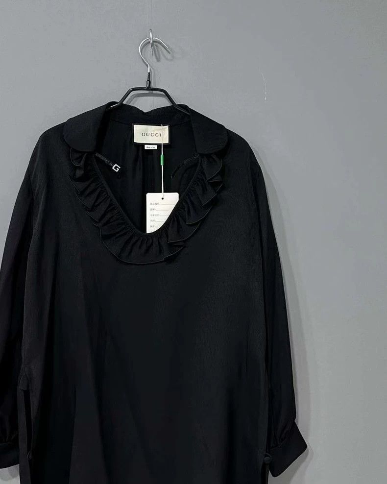 Gucci Black Silk Dress with Ruffled Collar - dmc Size US S / EU 44-46 / 1 - 2 Thumbnail