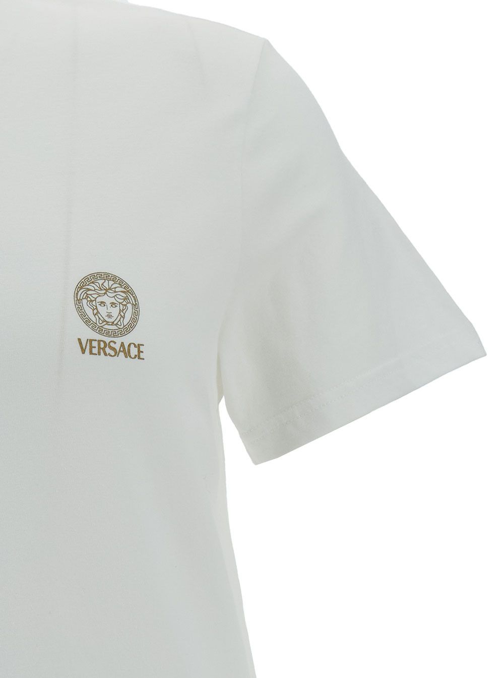 Versace White Crew Neck T-Shirt with Medusa Print on Front in Stretch Cotton for Men Size US XL / EU 56 / 4 - 3 Thumbnail