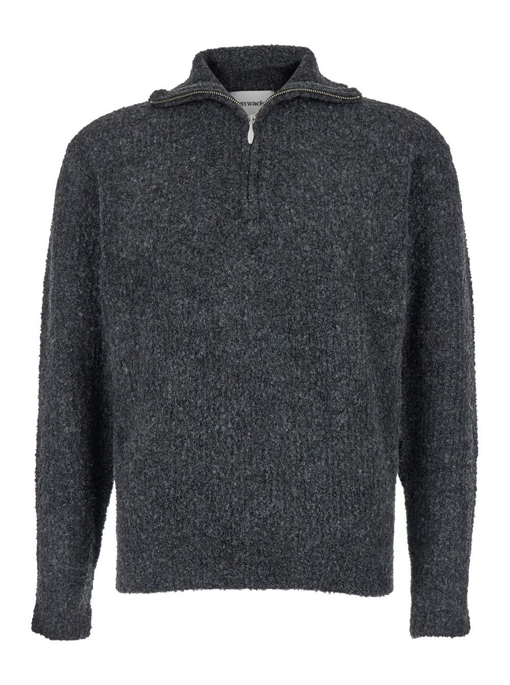 TONYWACK Grey High Neck Swater with Zip in Wool Blend Man Size US S / EU 44-46 / 1 - 4 Thumbnail