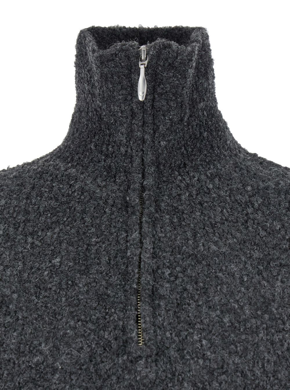 TONYWACK Grey High Neck Swater with Zip in Wool Blend Man Size US S / EU 44-46 / 1 - 3 Thumbnail
