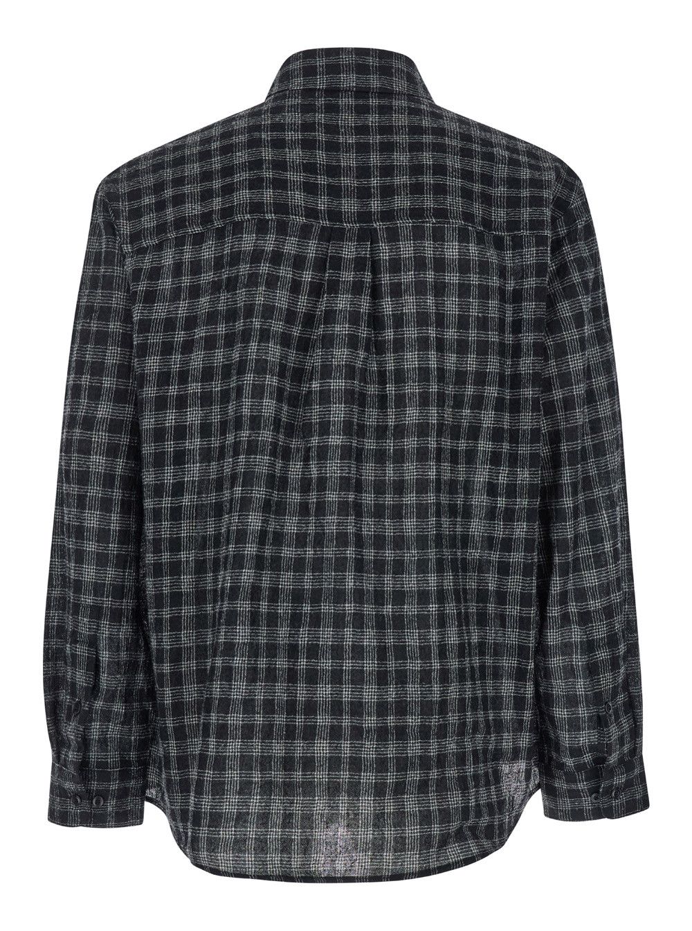 TONYWACK Black Shirt with Check Motif in Wool Blend Man Size US S / EU 44-46 / 1 - 2 Thumbnail