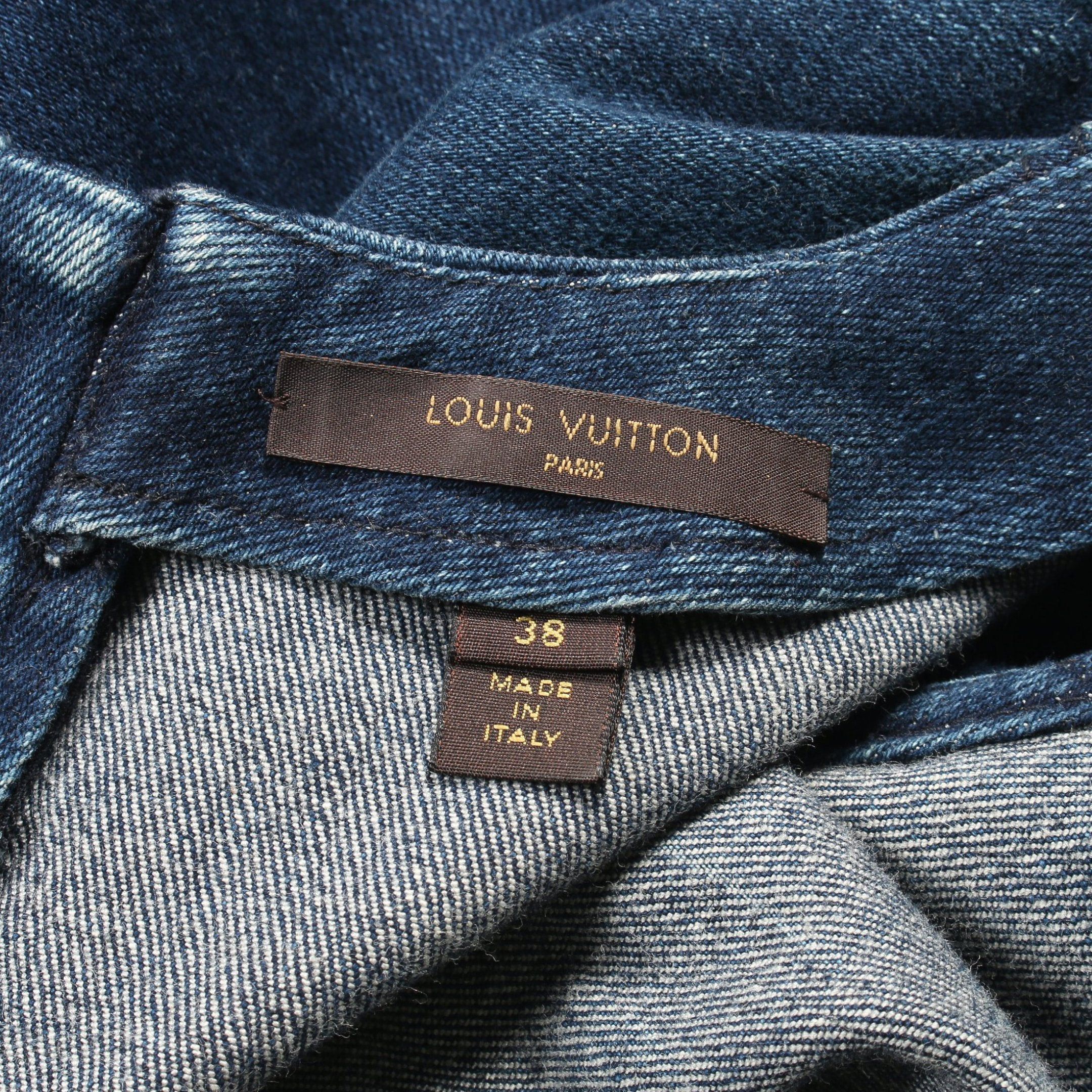 Louis Vuitton Louis Vuitton Monogram One Piece No Sleeve Damage Processing Patchwork Denim Indigo Blue Size ONE SIZE - 3 Thumbnail