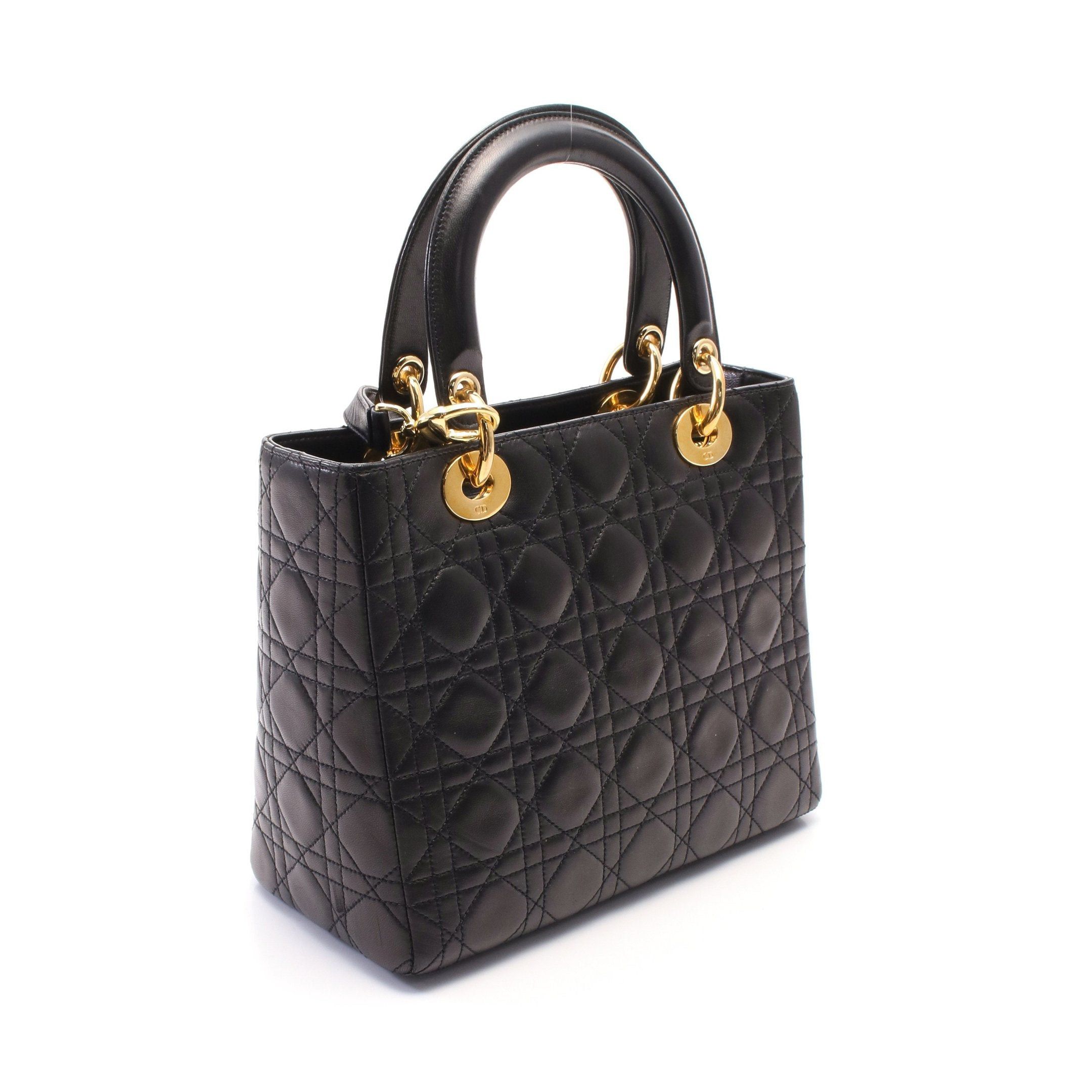 Dior Dior Lady Dior Canage Handbag Leather Black Size ONE SIZE - 2 Thumbnail