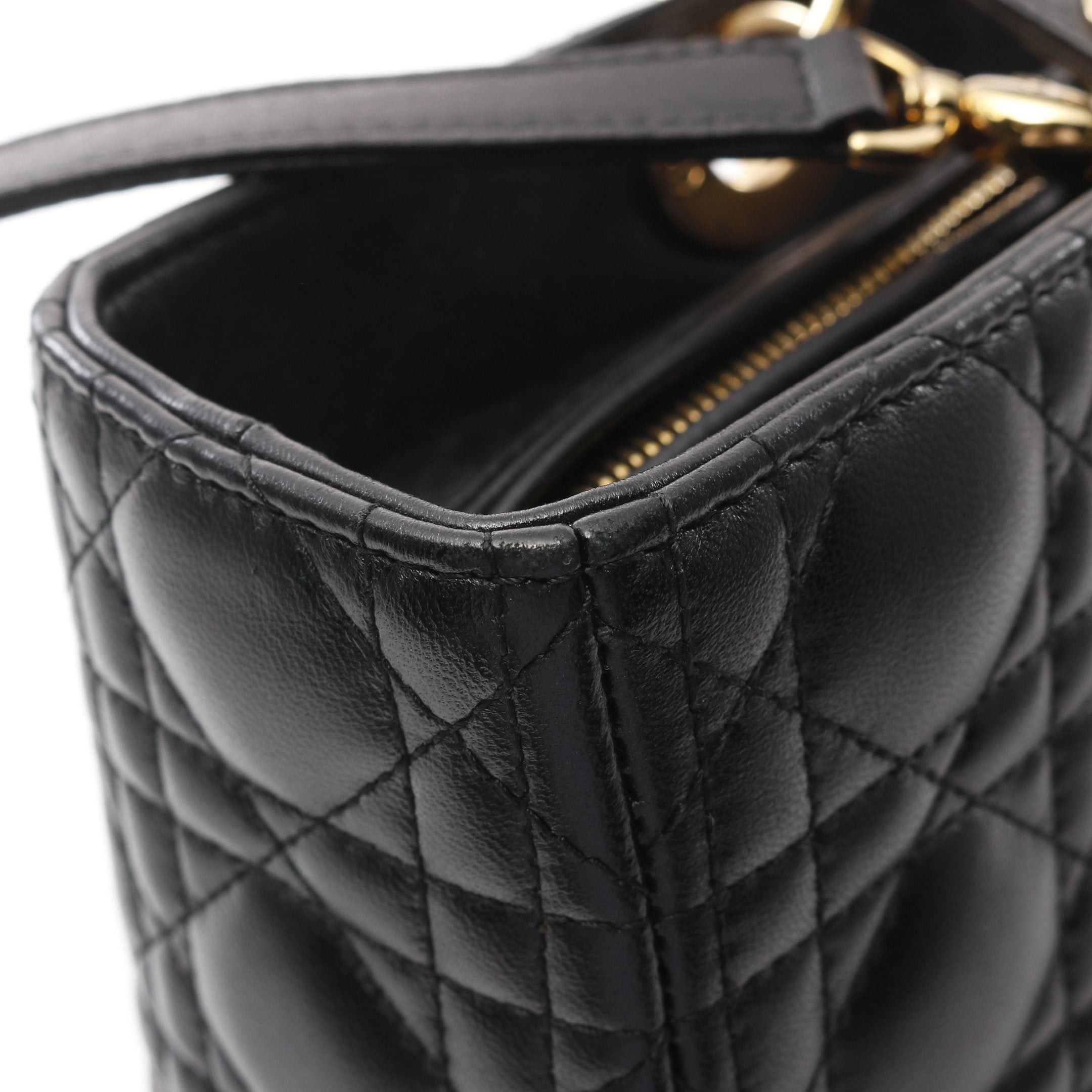 Dior Dior Lady Dior Large Canage Handbag Leather Black Size ONE SIZE - 8 Thumbnail