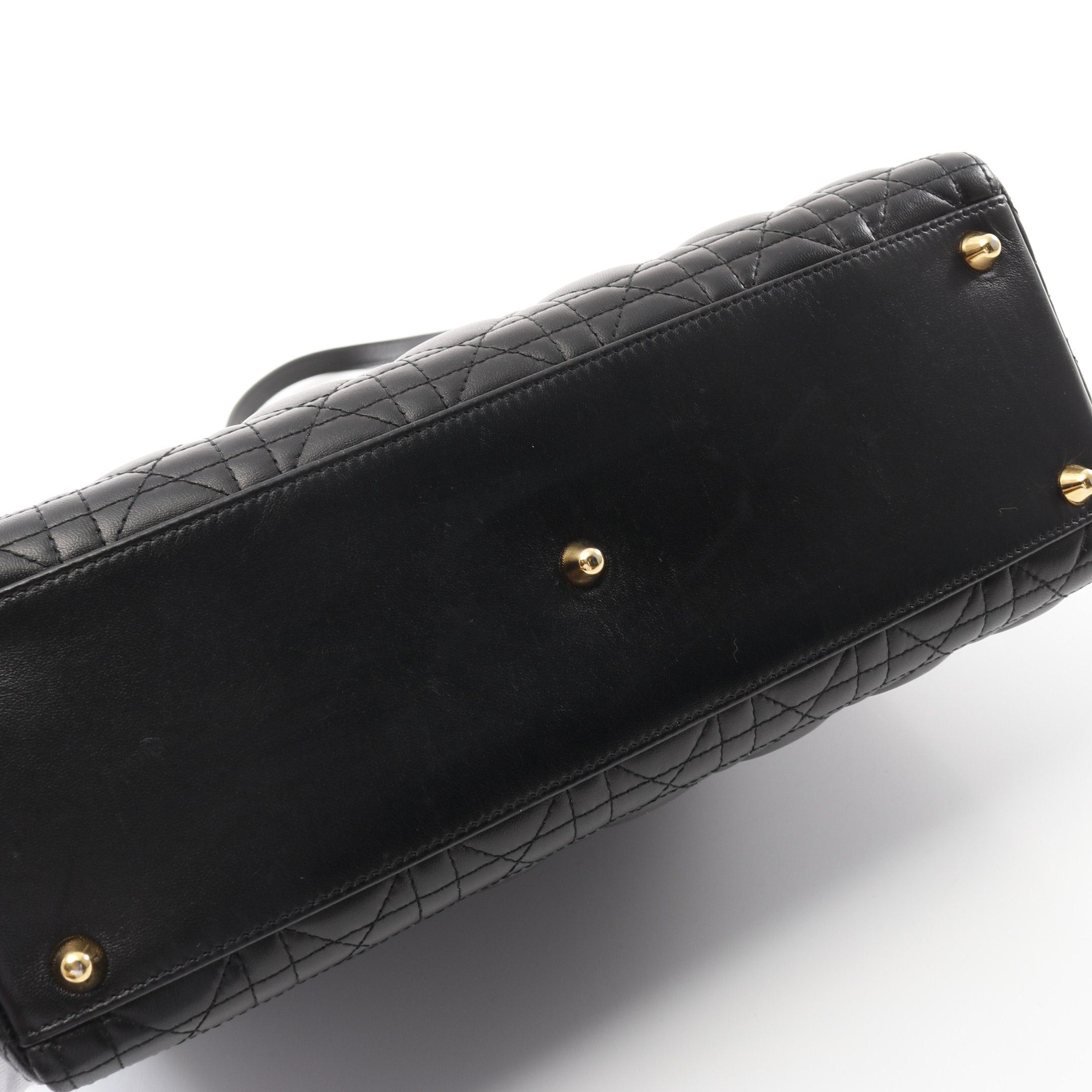 Dior Dior Lady Dior Large Canage Handbag Leather Black Size ONE SIZE - 6 Thumbnail