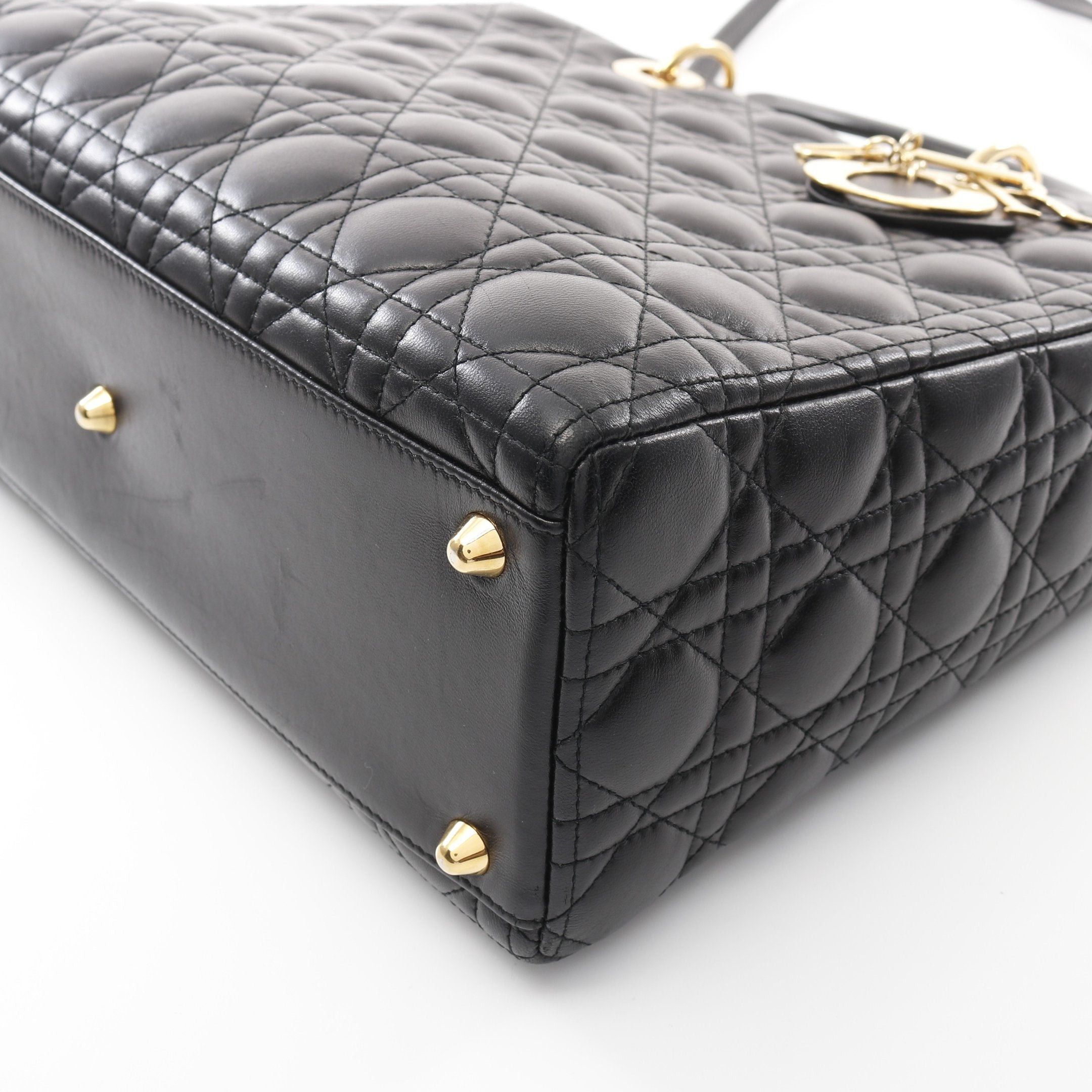 Dior Dior Lady Dior Large Canage Handbag Leather Black Size ONE SIZE - 5 Thumbnail