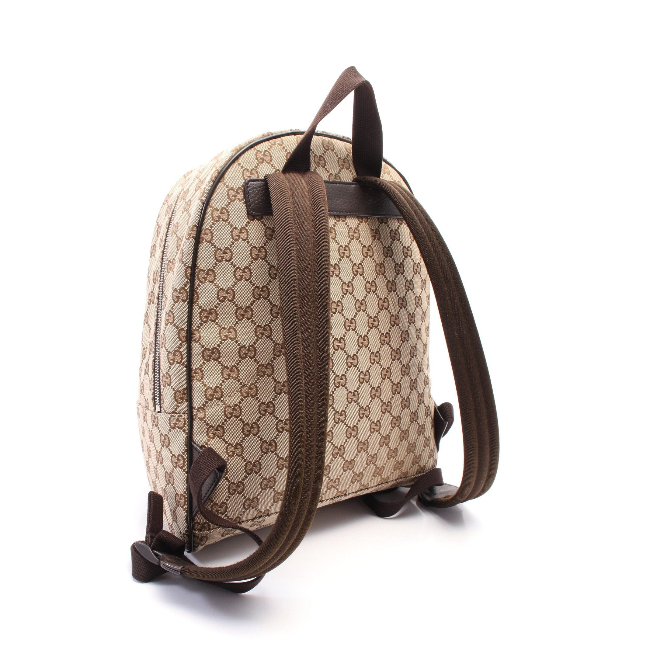 Gucci Gucci Gg Canvas Backpack Rucksack Leather Beige Dark Brown Size ONE SIZE - 2 Thumbnail