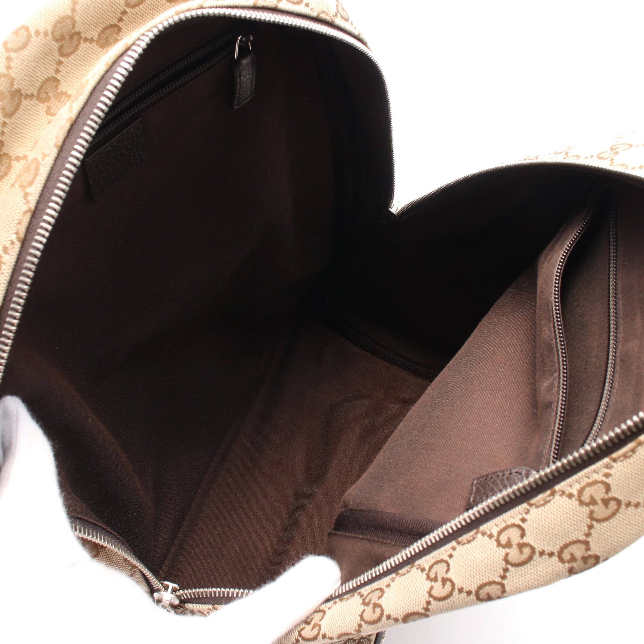 Gucci Gucci Gg Canvas Backpack Rucksack Leather Beige Dark Brown Size ONE SIZE - 3 Thumbnail