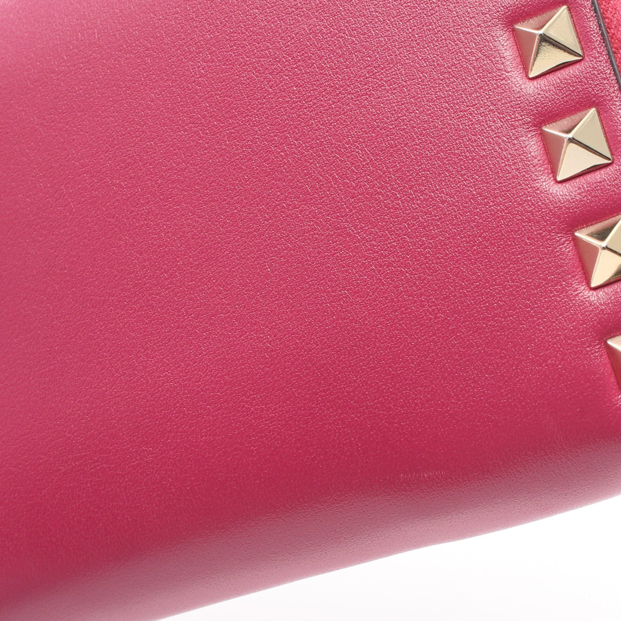 Valentino Valentino Rockstud Round Zipper Long Wallet Leather Pink Purple Size ONE SIZE - 10 Thumbnail