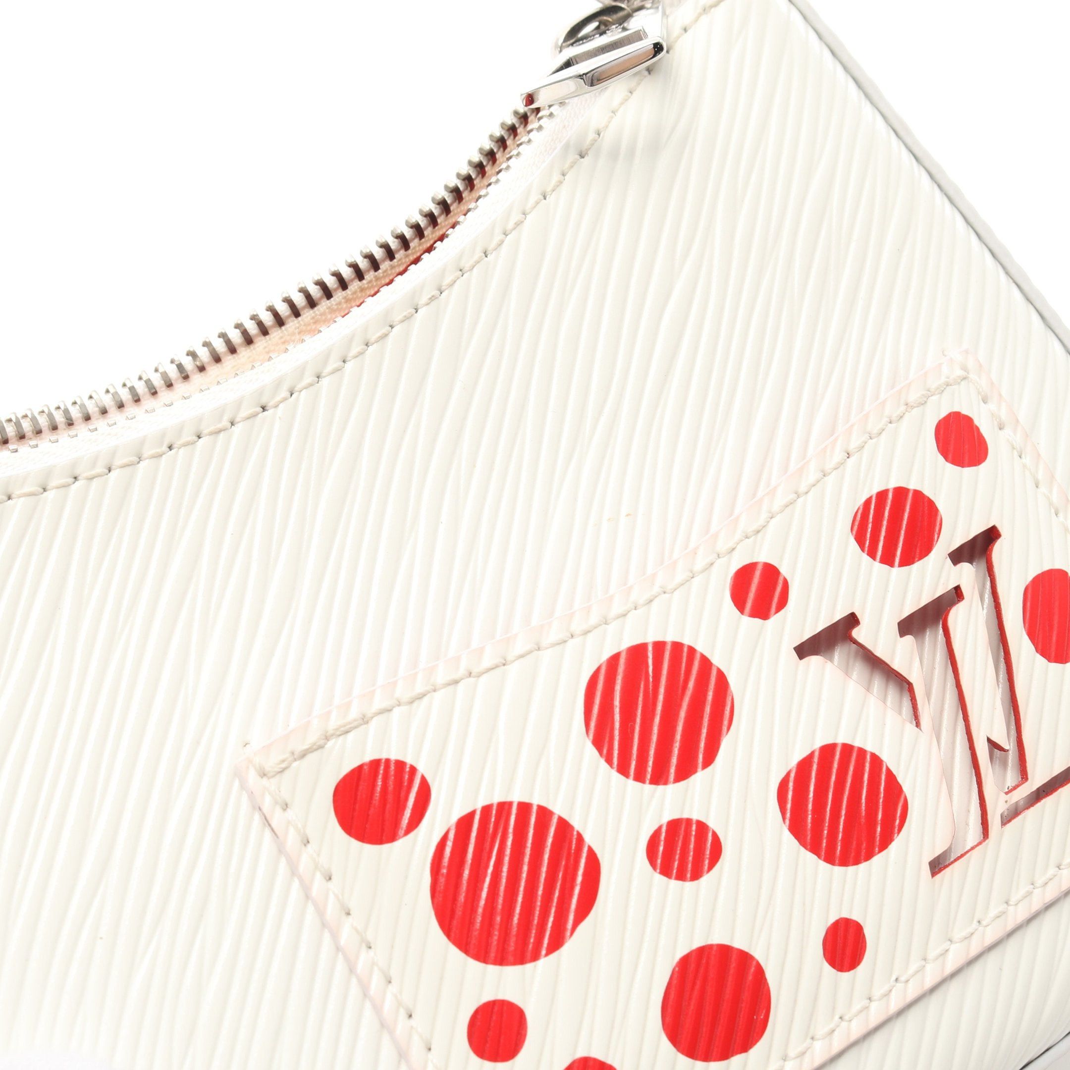 Louis Vuitton Louis Vuitton Louis Vuitton * Yayoi Kusama Malellini Epi Handbag Leather White Red Size ONE SIZE - 10 Thumbnail