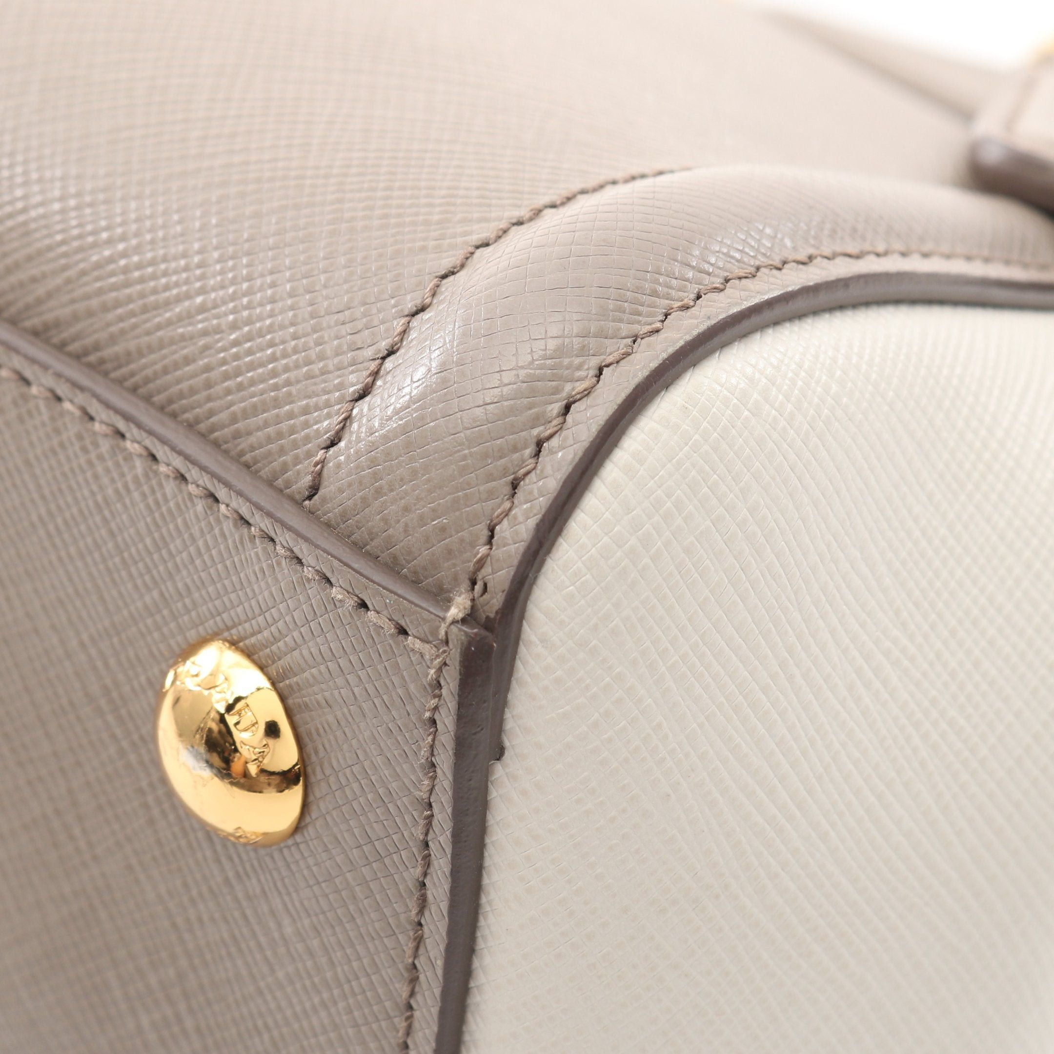 Prada Prada Saffiano Lux Galleria Handbag Leather Gray Beige White Size ONE SIZE - 8 Thumbnail