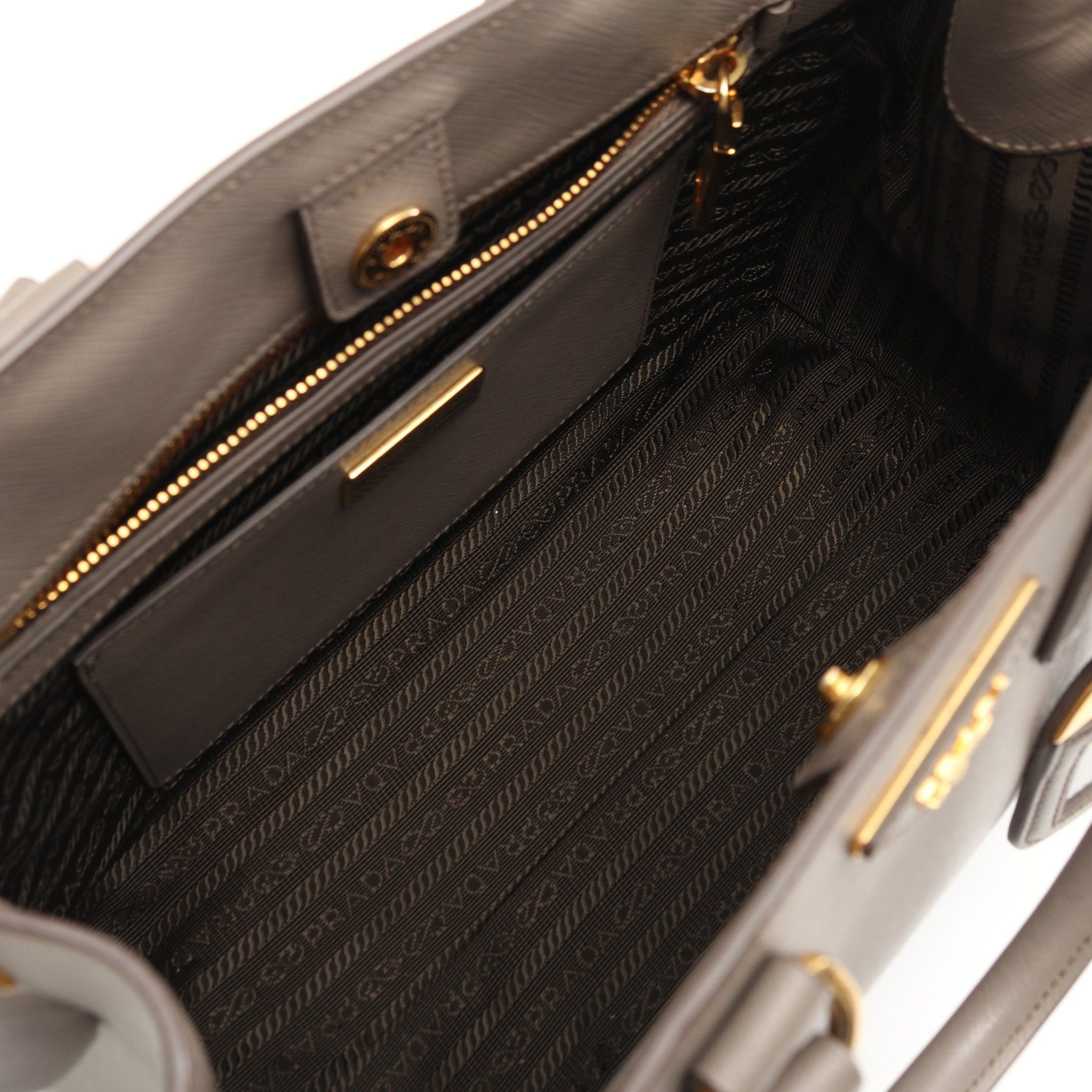 Prada Prada Saffiano Lux Galleria Handbag Leather Gray Beige White Size ONE SIZE - 3 Thumbnail
