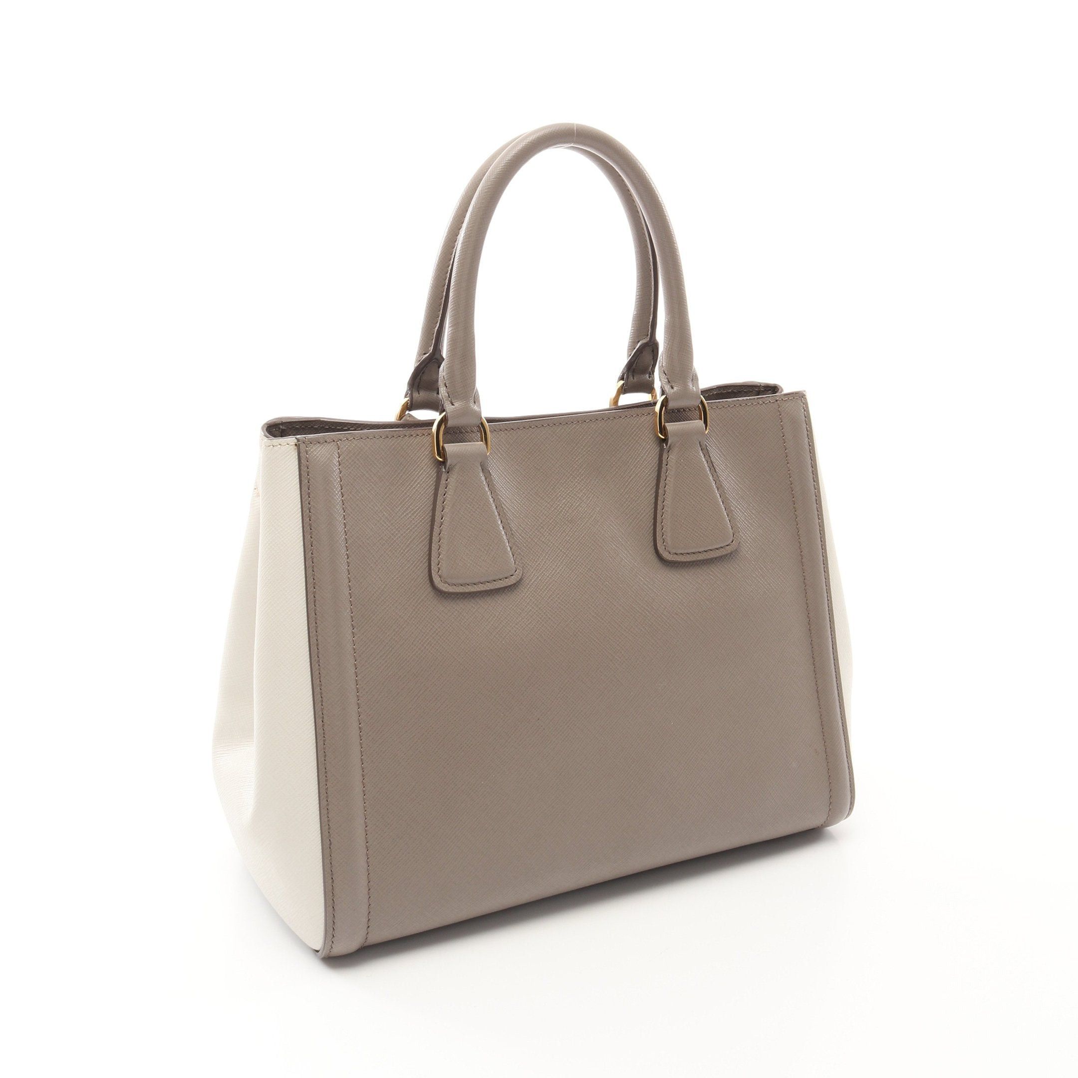 Prada Prada Saffiano Lux Galleria Handbag Leather Gray Beige White Size ONE SIZE - 2 Thumbnail