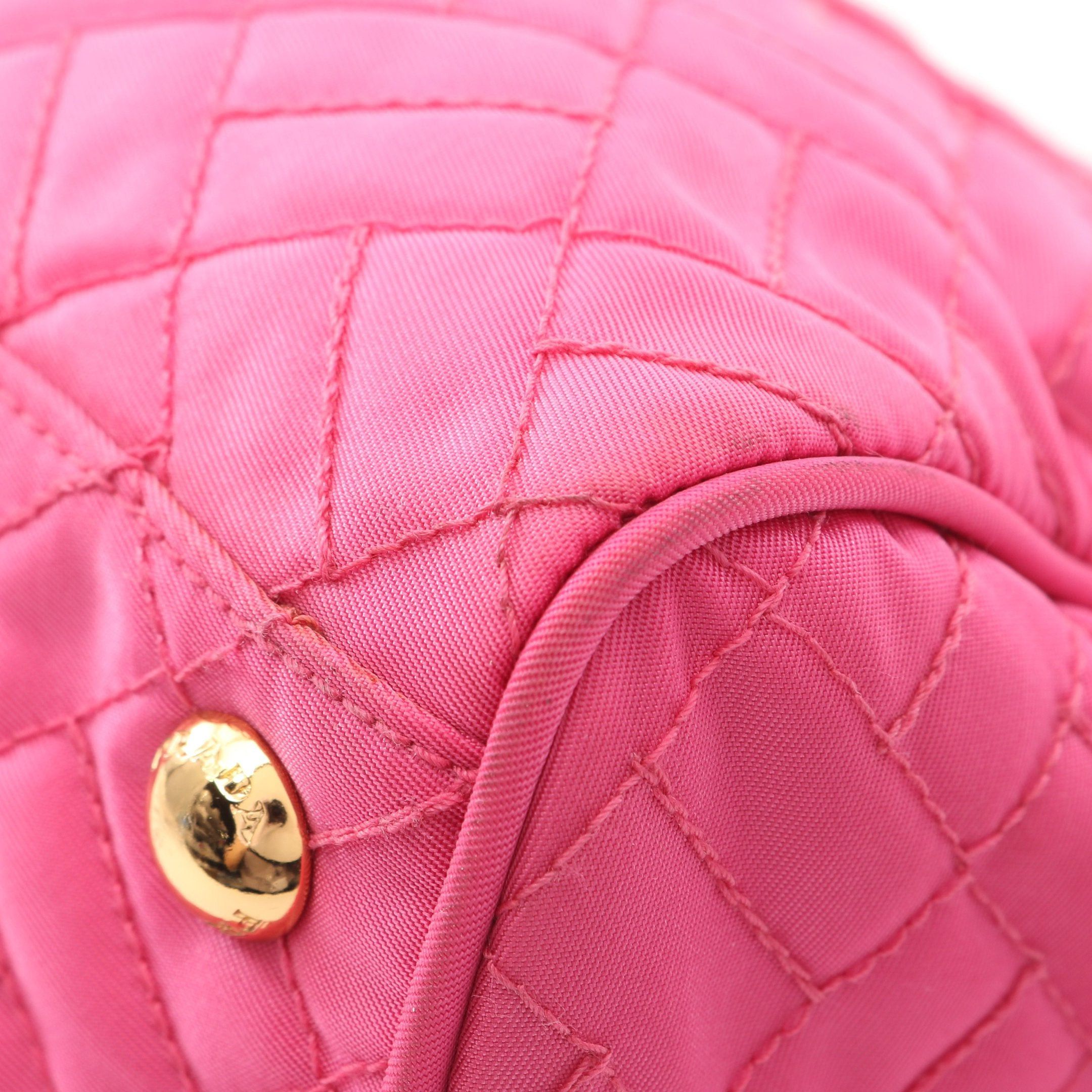 Prada Prada Tessuto Impuntu Chain Shoulder Bag Nylon Saffiano Leather Pink Size ONE SIZE - 6 Thumbnail