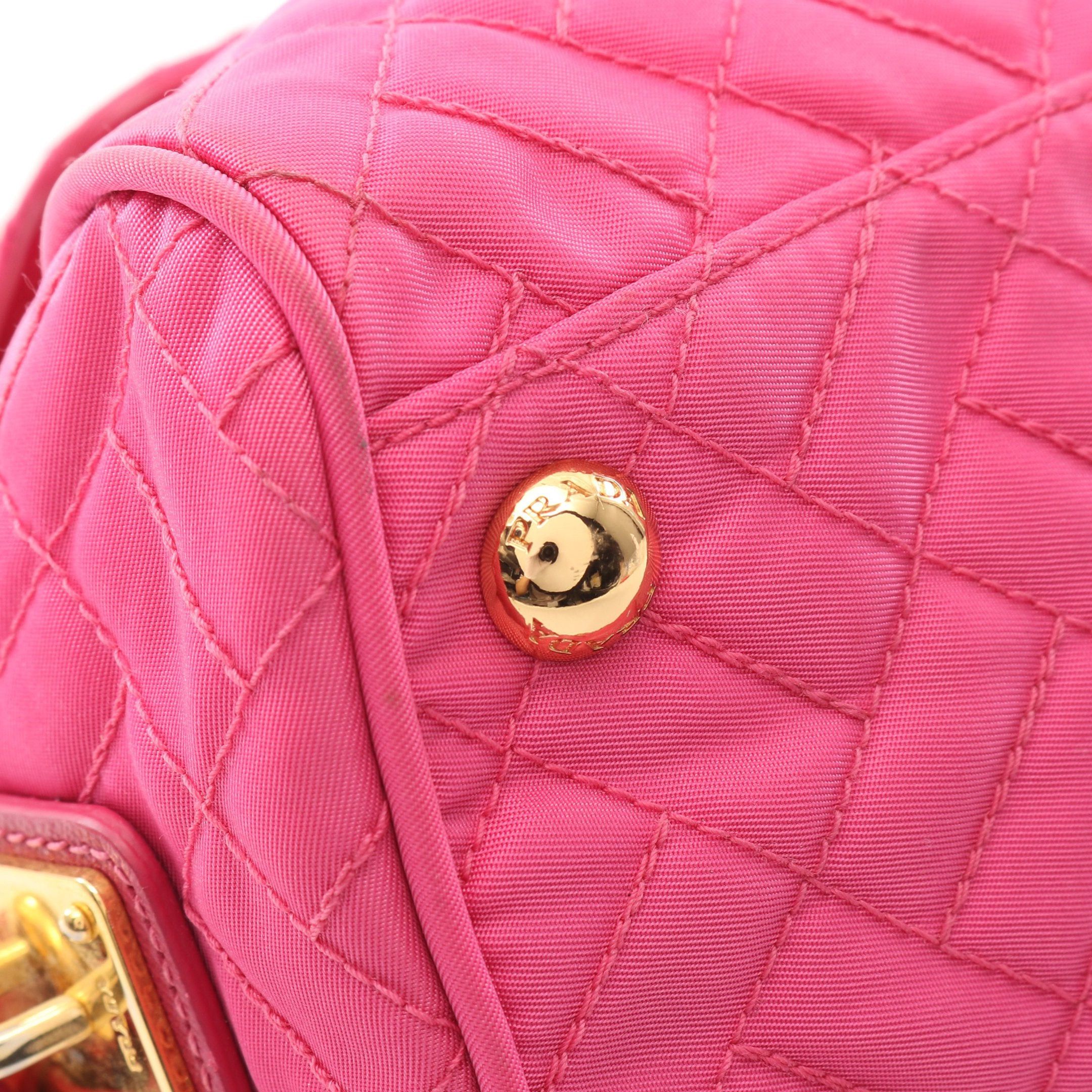 Prada Prada Tessuto Impuntu Chain Shoulder Bag Nylon Saffiano Leather Pink Size ONE SIZE - 9 Thumbnail