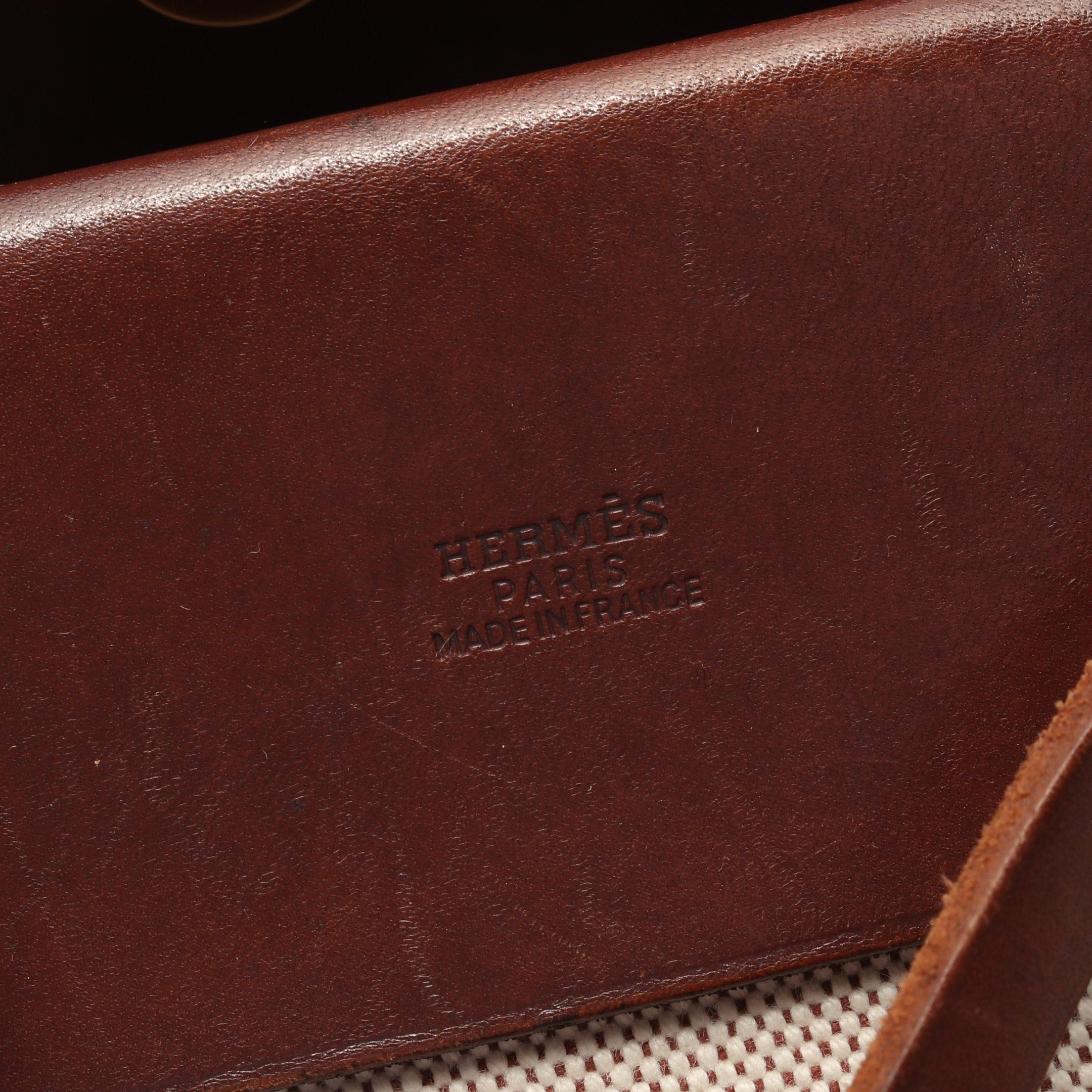 Hermes Hermes Herbag Bag Kabas Gm Handbag Tote Toile Ash Leather Ivory Dark Brown Gold Hardware Stamp (Manufactured Around 2002) Size ONE SIZE - 4 Thumbnail