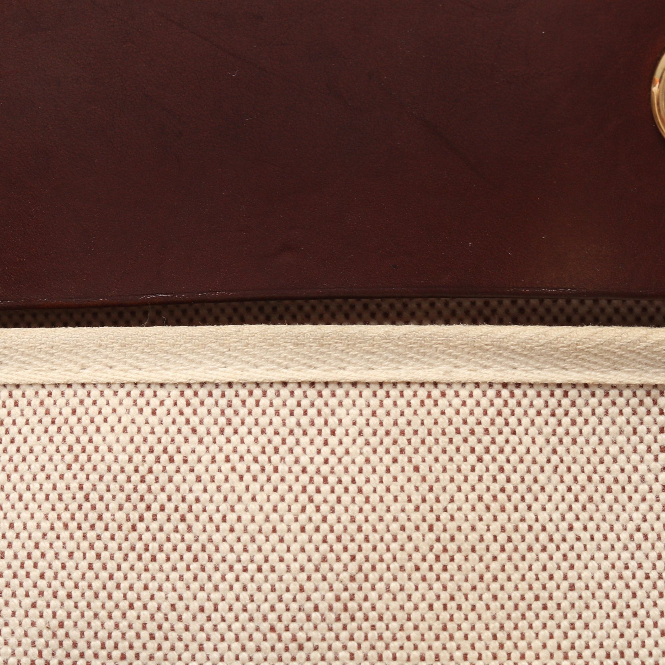 Hermes Hermes Herbag Bag Kabas Gm Handbag Tote Toile Ash Leather Ivory Dark Brown Gold Hardware Stamp (Manufactured Around 2002) Size ONE SIZE - 12 Thumbnail
