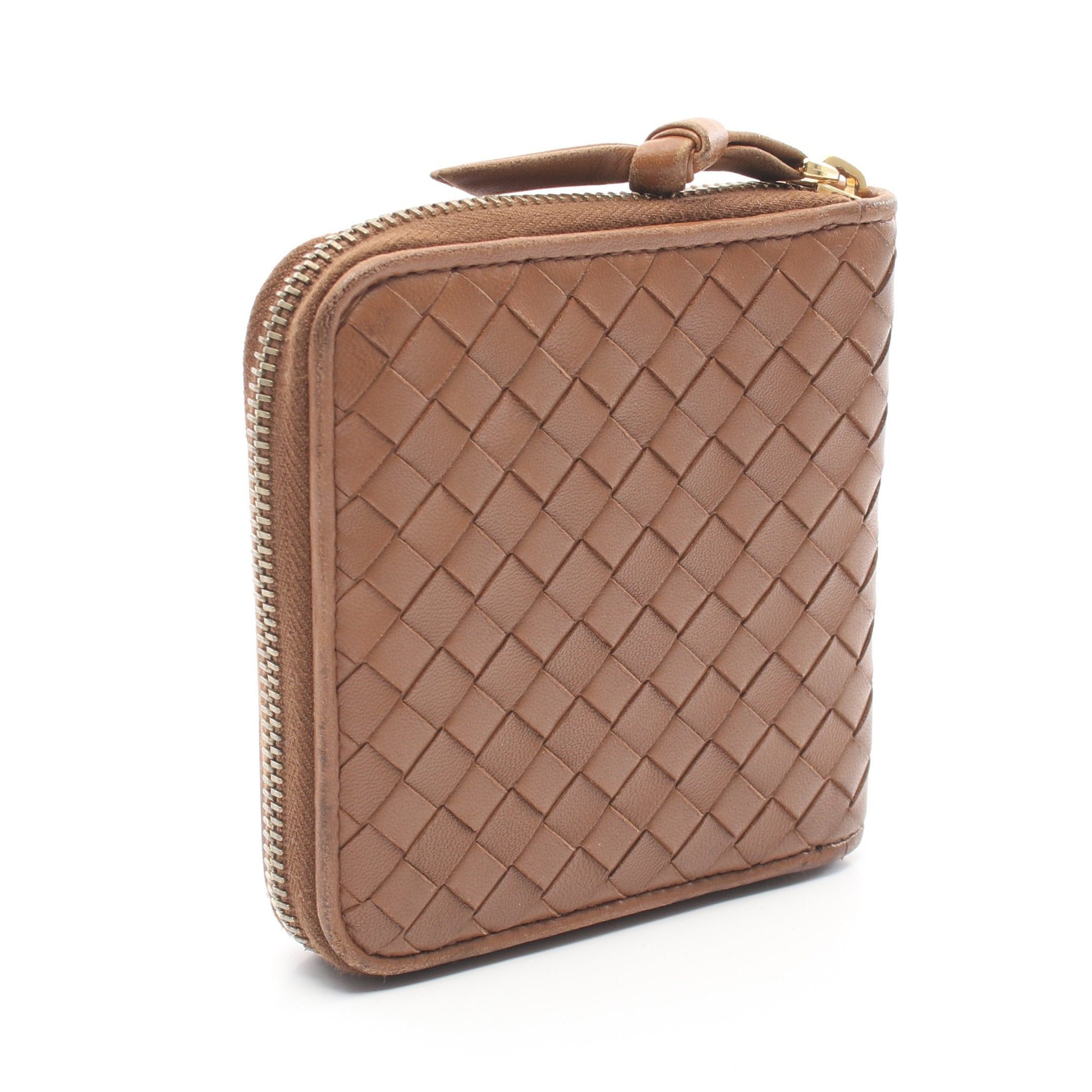 Bottega Veneta Bottega Veneta Intrecciato Round Zipper Bifold Wallet Leather Brown Size ONE SIZE - 2 Thumbnail