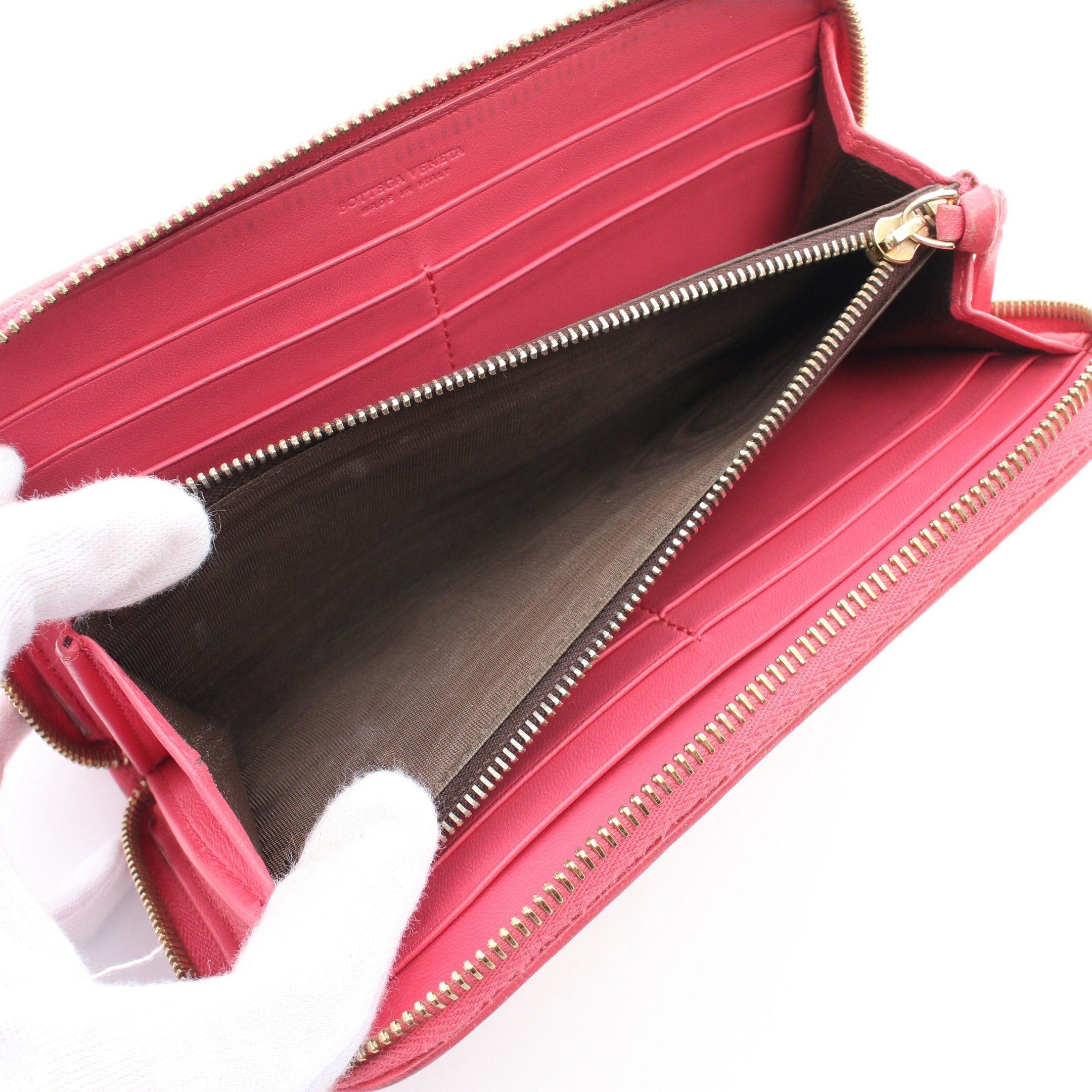 Bottega Veneta Bottega Veneta Intrecciato Round Zipper Long Wallet Leather Pink Size ONE SIZE - 5 Thumbnail