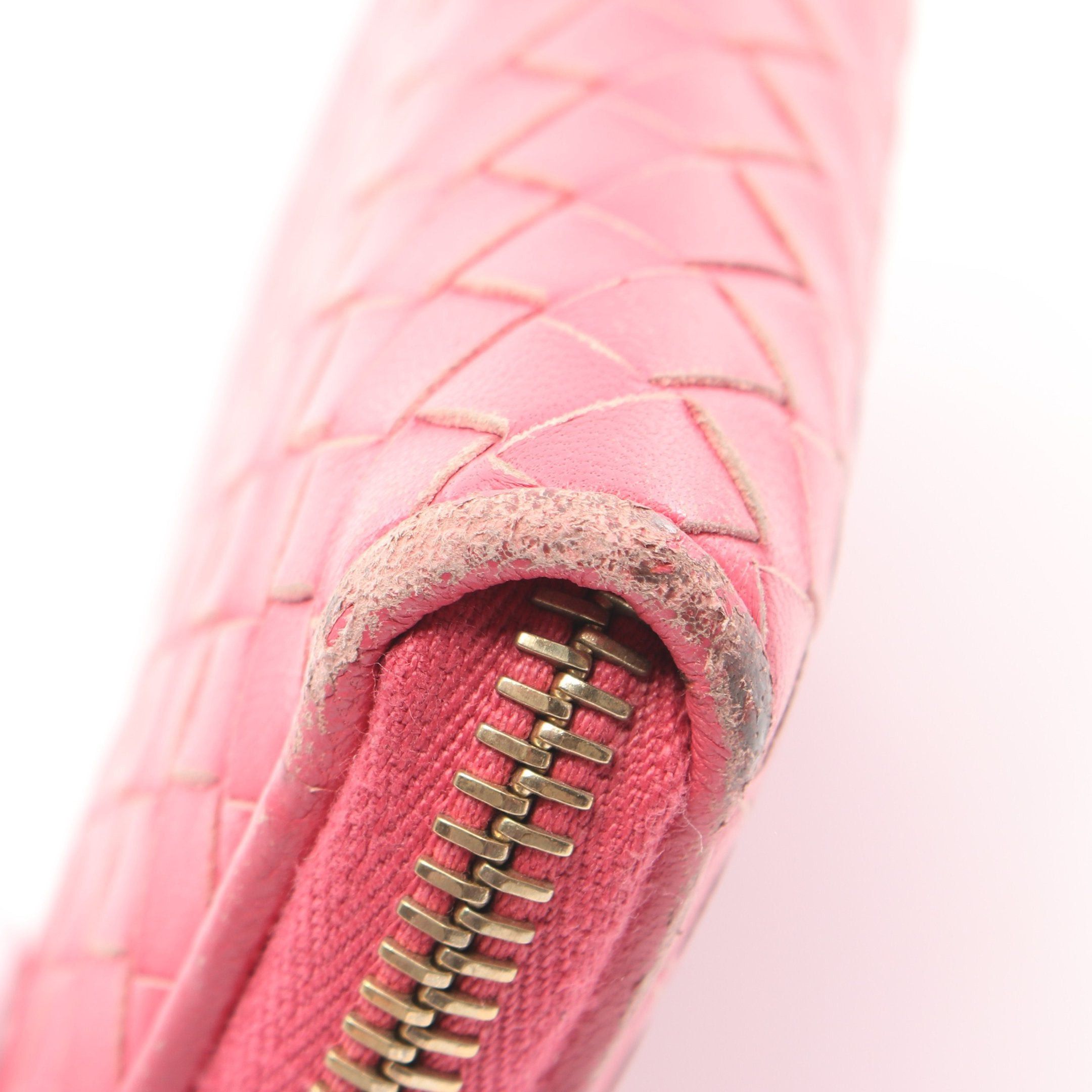 Bottega Veneta Bottega Veneta Intrecciato Round Zipper Long Wallet Leather Pink Size ONE SIZE - 8 Thumbnail