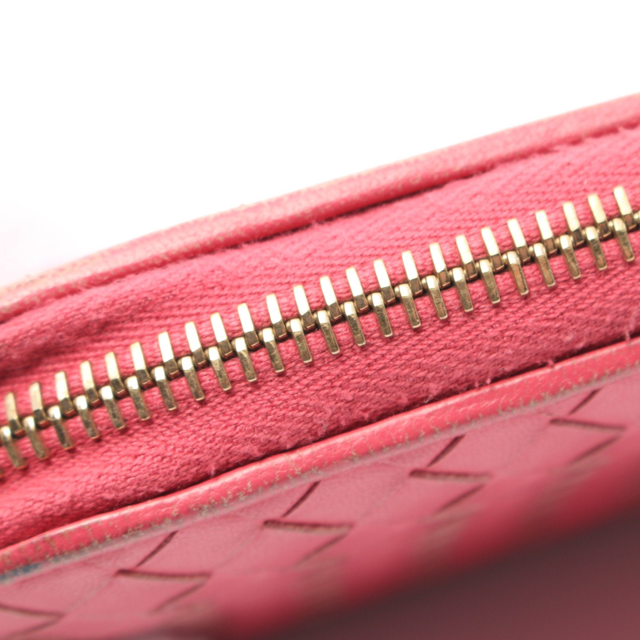 Bottega Veneta Bottega Veneta Intrecciato Round Zipper Long Wallet Leather Pink Size ONE SIZE - 9 Thumbnail