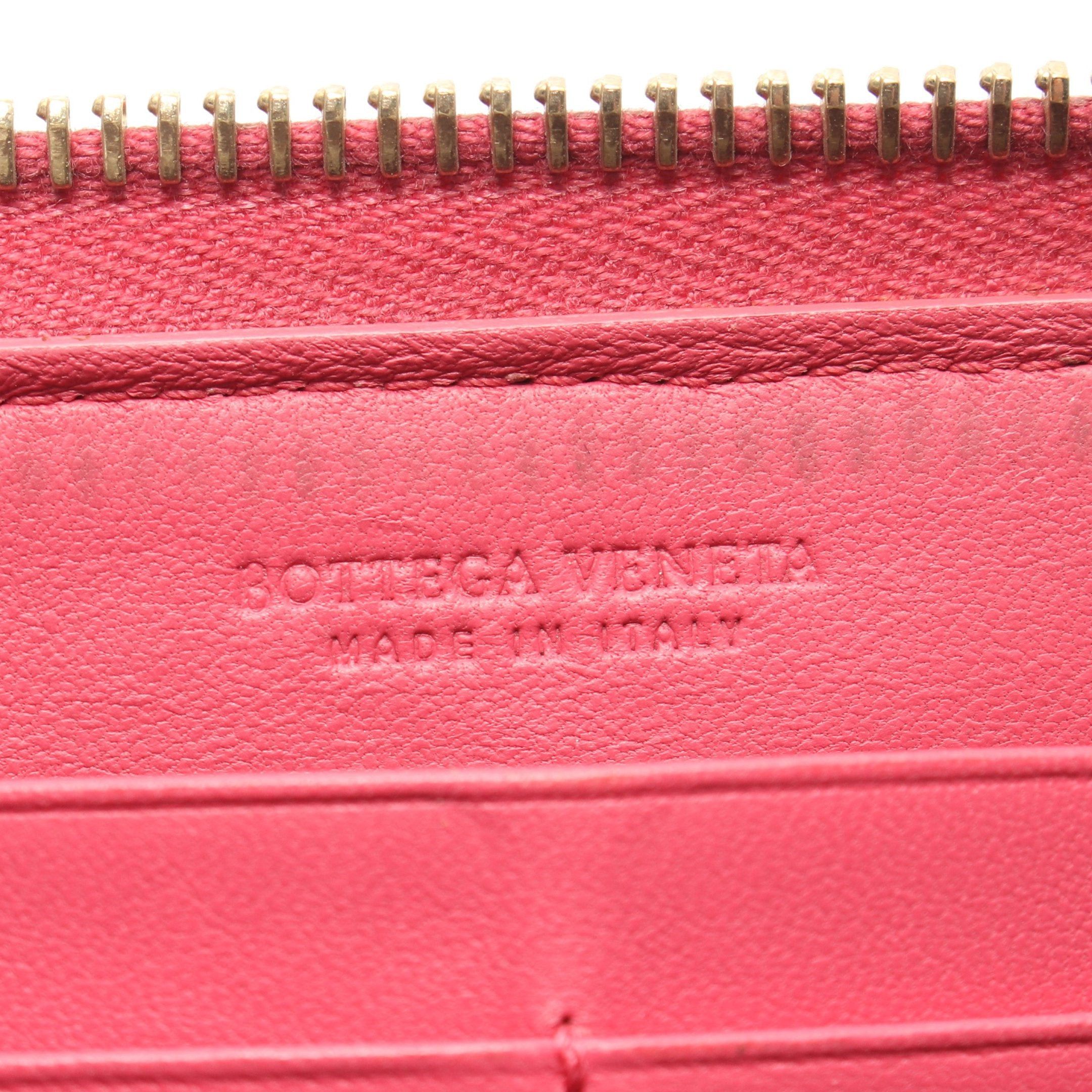 Bottega Veneta Bottega Veneta Intrecciato Round Zipper Long Wallet Leather Pink Size ONE SIZE - 4 Thumbnail