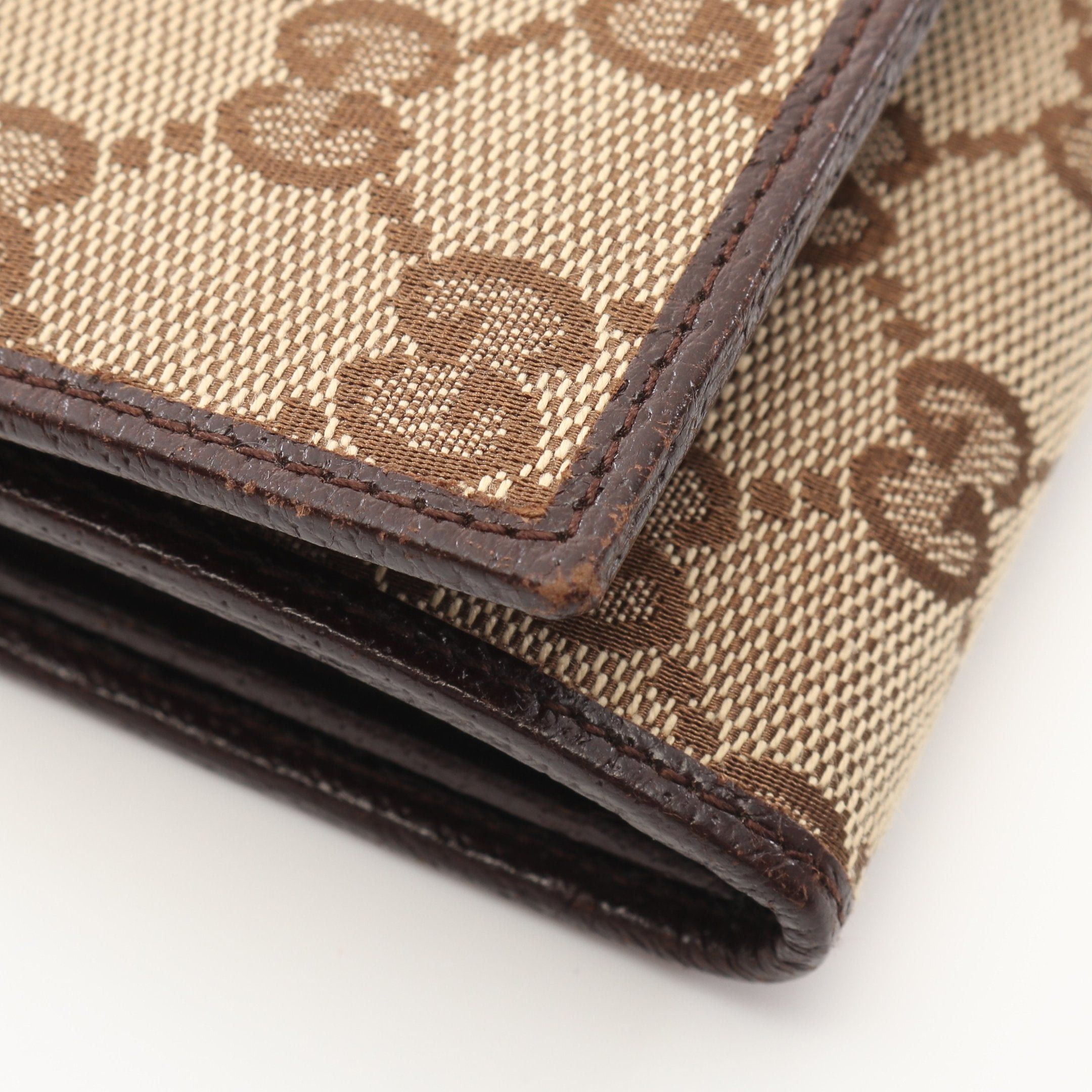 Gucci Gucci Gg Canvas Bi-Fold Wallet Leather Beige Brown Size ONE SIZE - 6 Thumbnail