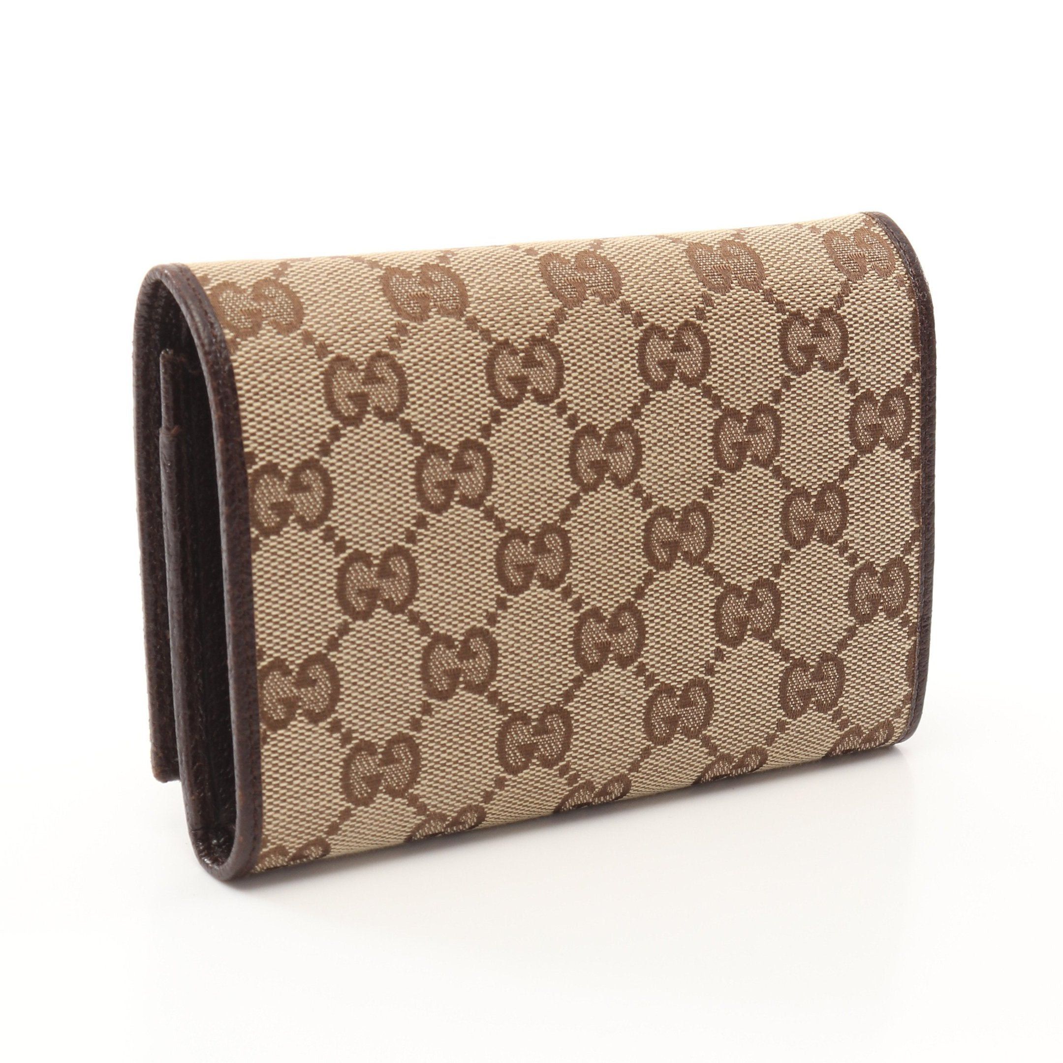 Gucci Gucci Gg Canvas Bi-Fold Wallet Leather Beige Brown Size ONE SIZE - 2 Thumbnail