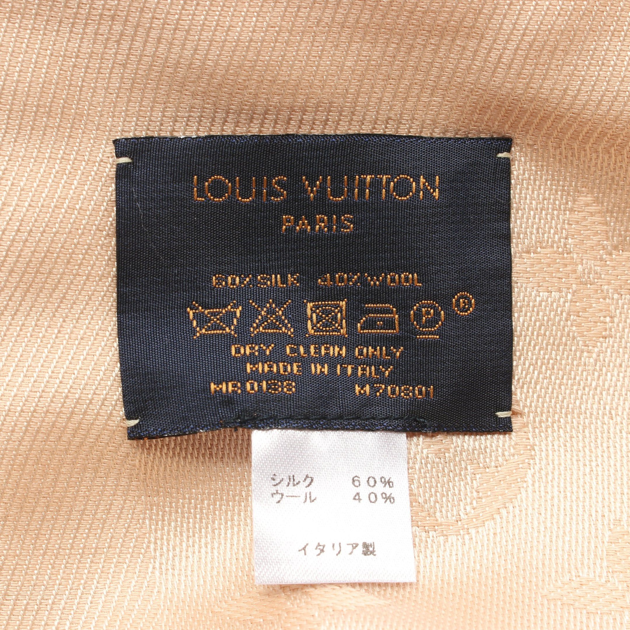 Louis Vuitton Louis Vuitton Shawl Monogram Stall Silk Wool Beige Size ONE SIZE - 2 Thumbnail