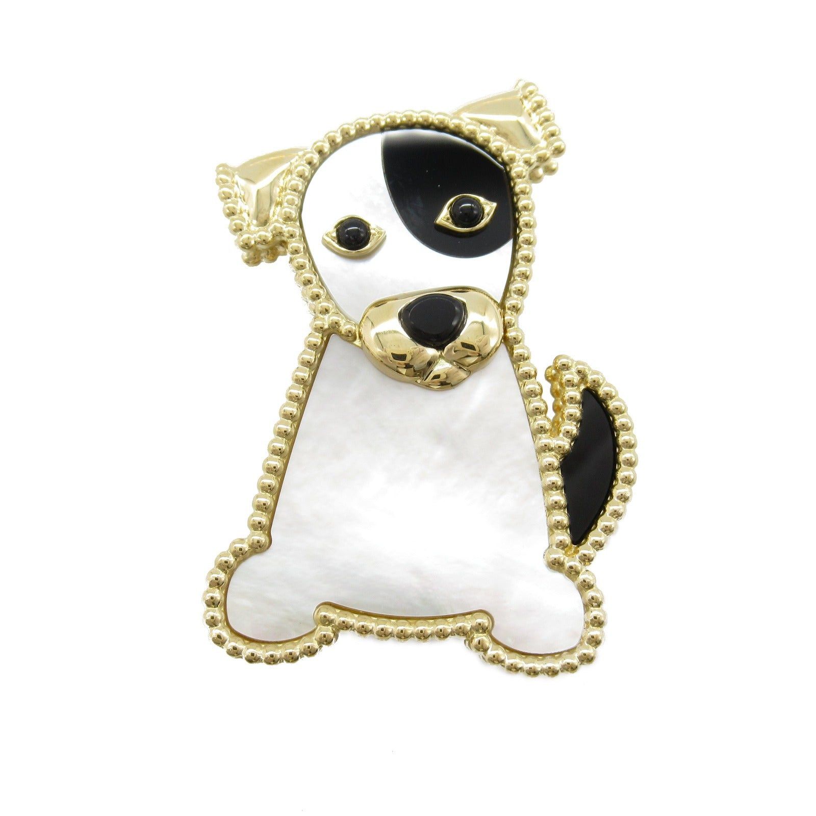 Van Cleef & Arpels Van Cleef Arpels Lucky Animals Dog Brooch K18 (Yellow Gold) Mother Of Pearl/Onyx Black White Size ONE SIZE - 2 Thumbnail