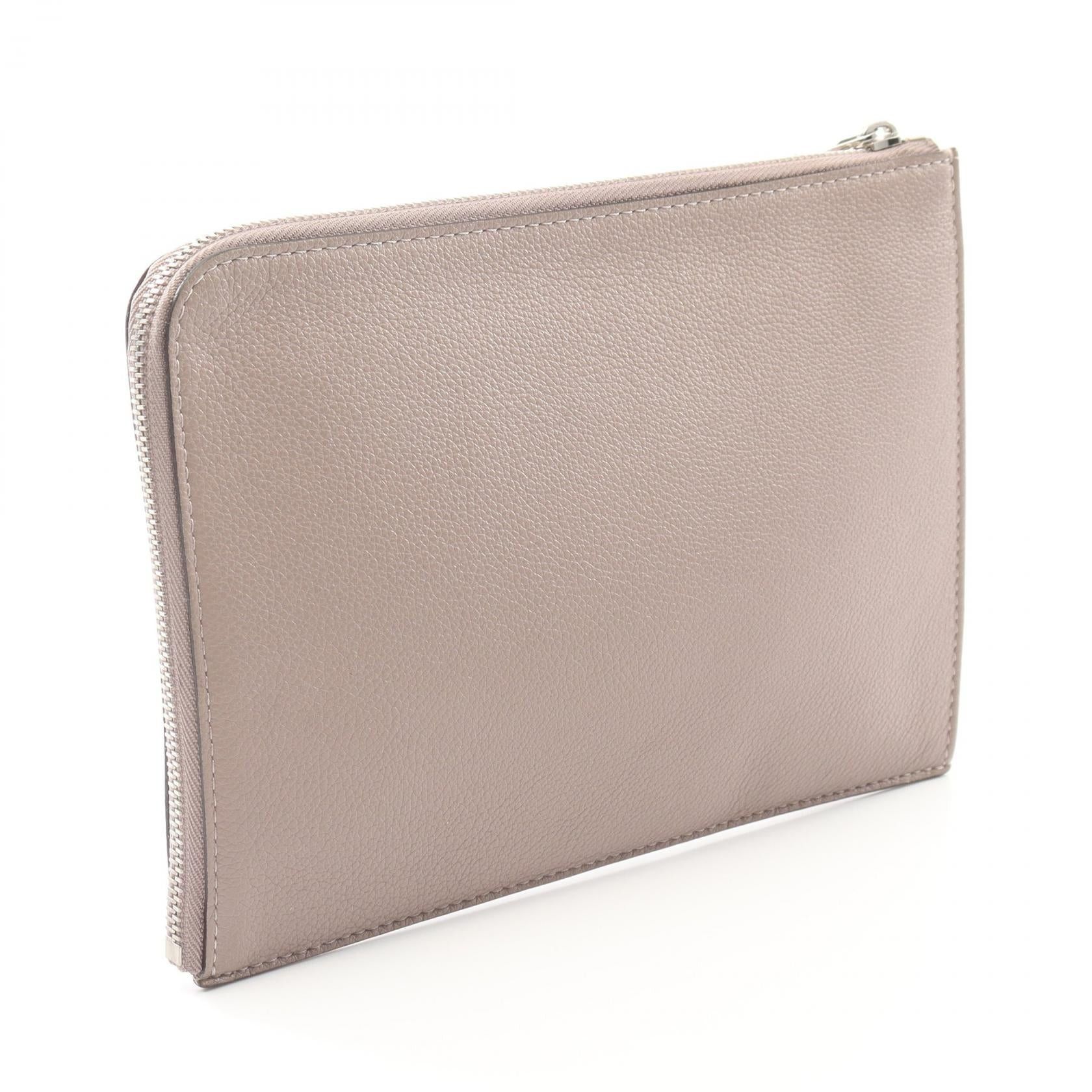Louis Vuitton Louis Vuitton Pochette Jour Pm Taupe Clutch Bag Leather Gray Beige Size ONE SIZE - 2 Thumbnail