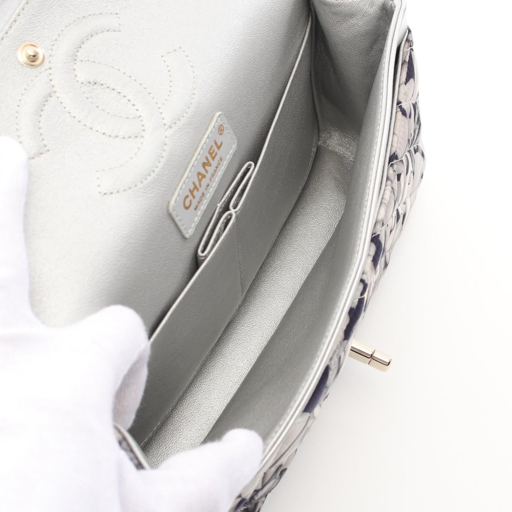 Chanel Chanel Matelasse Double Flap Chain Shoulder Bag Cat Pattern Nylon Lambskin Navy Gray Silver Hardware Size ONE SIZE - 3 Thumbnail
