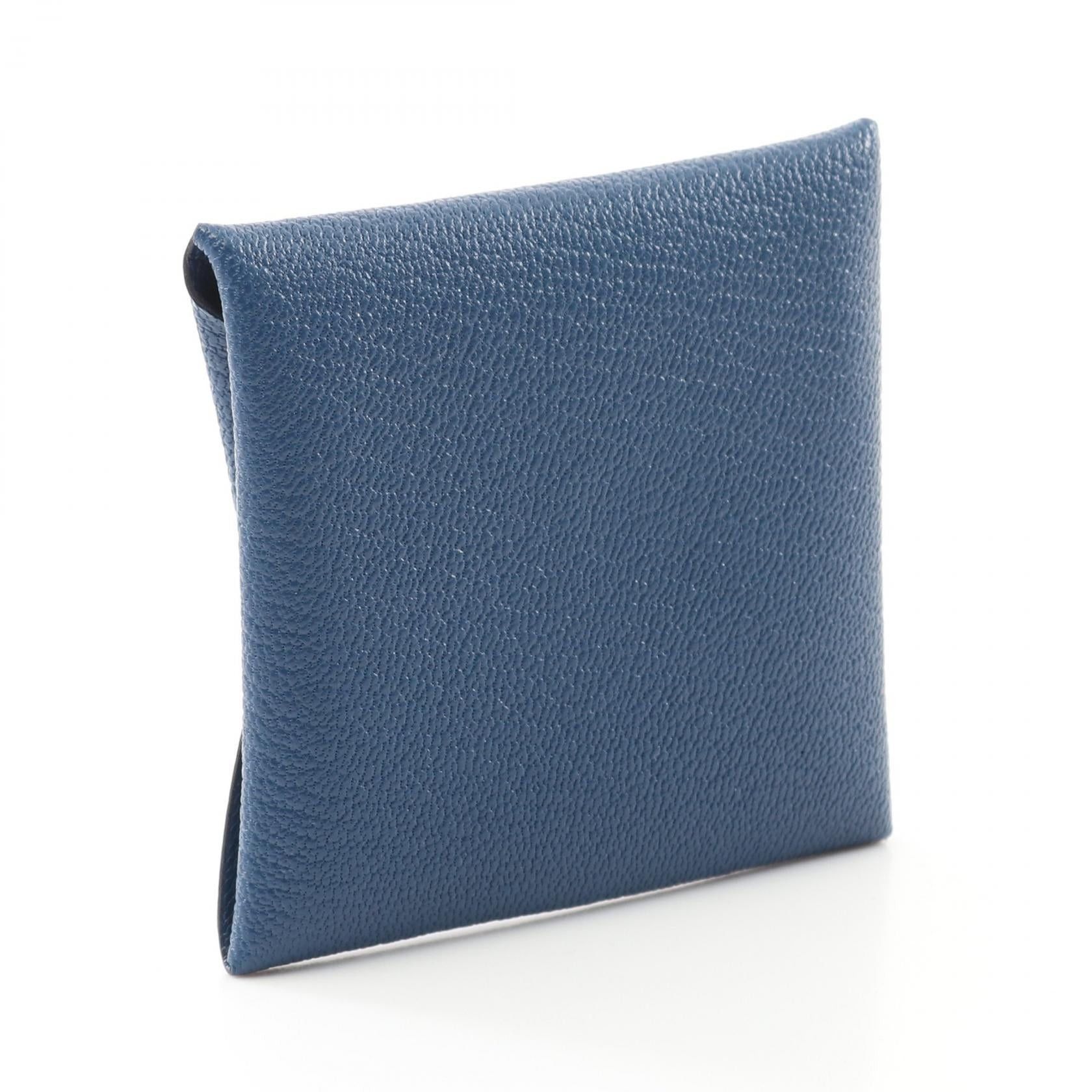 Hermes Hermes Bastia Blue Tie Coin Purse Chevre Silver Hardware Double Engraved Size ONE SIZE - 2 Thumbnail