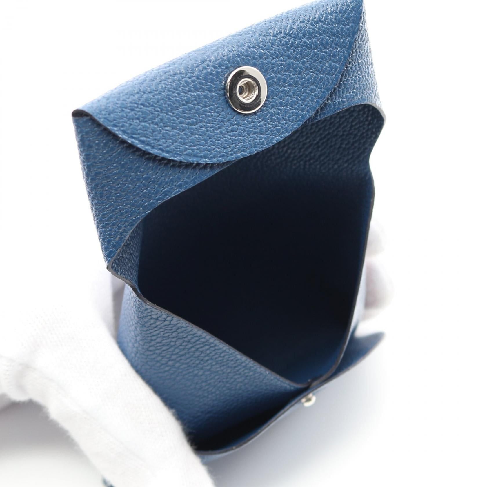 Hermes Hermes Bastia Blue Tie Coin Purse Chevre Silver Hardware Double Engraved Size ONE SIZE - 3 Thumbnail