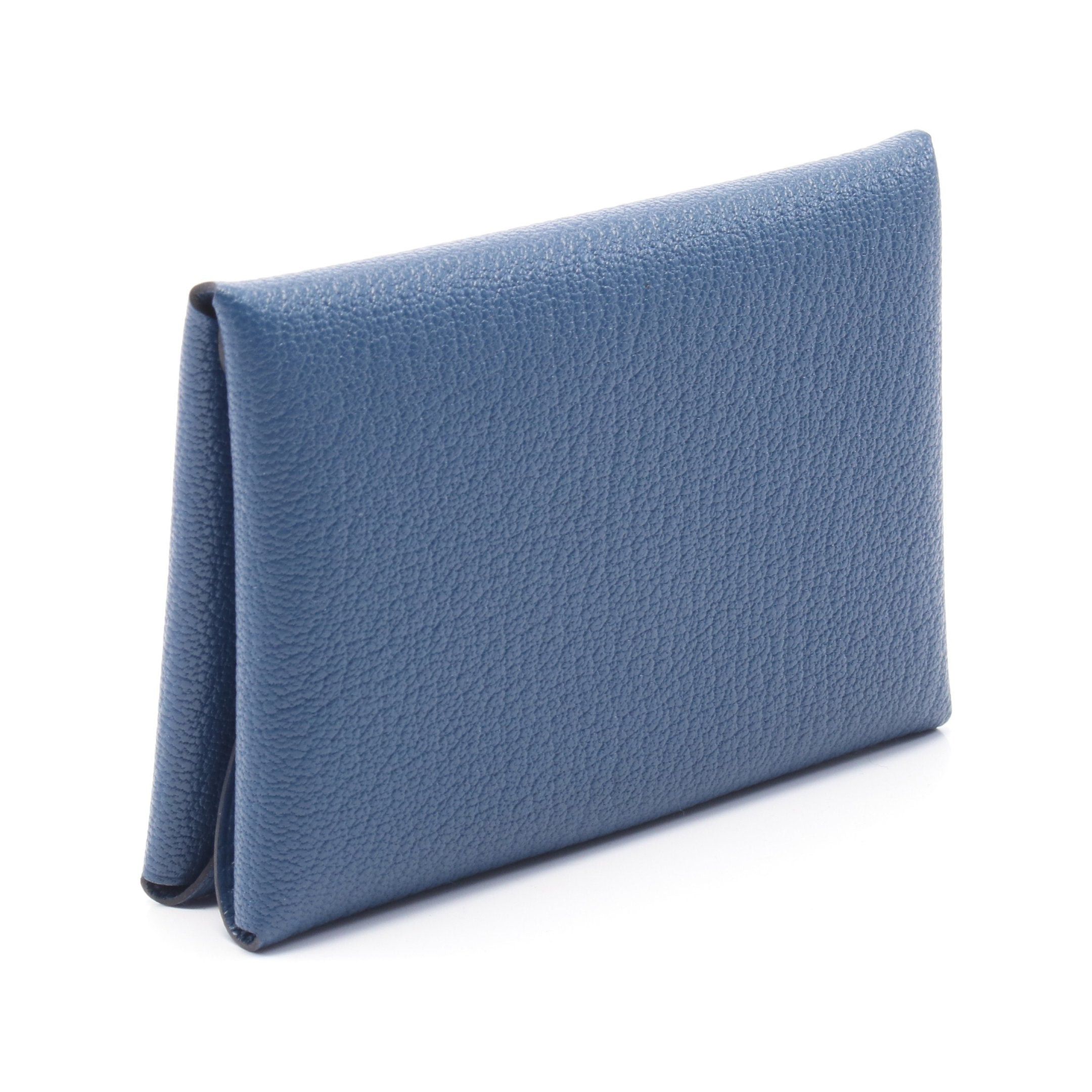 Hermes Hermes Calviduo Blue Tie Coin Purse Chevre Silver Hardware K Stamp Size ONE SIZE - 2 Thumbnail