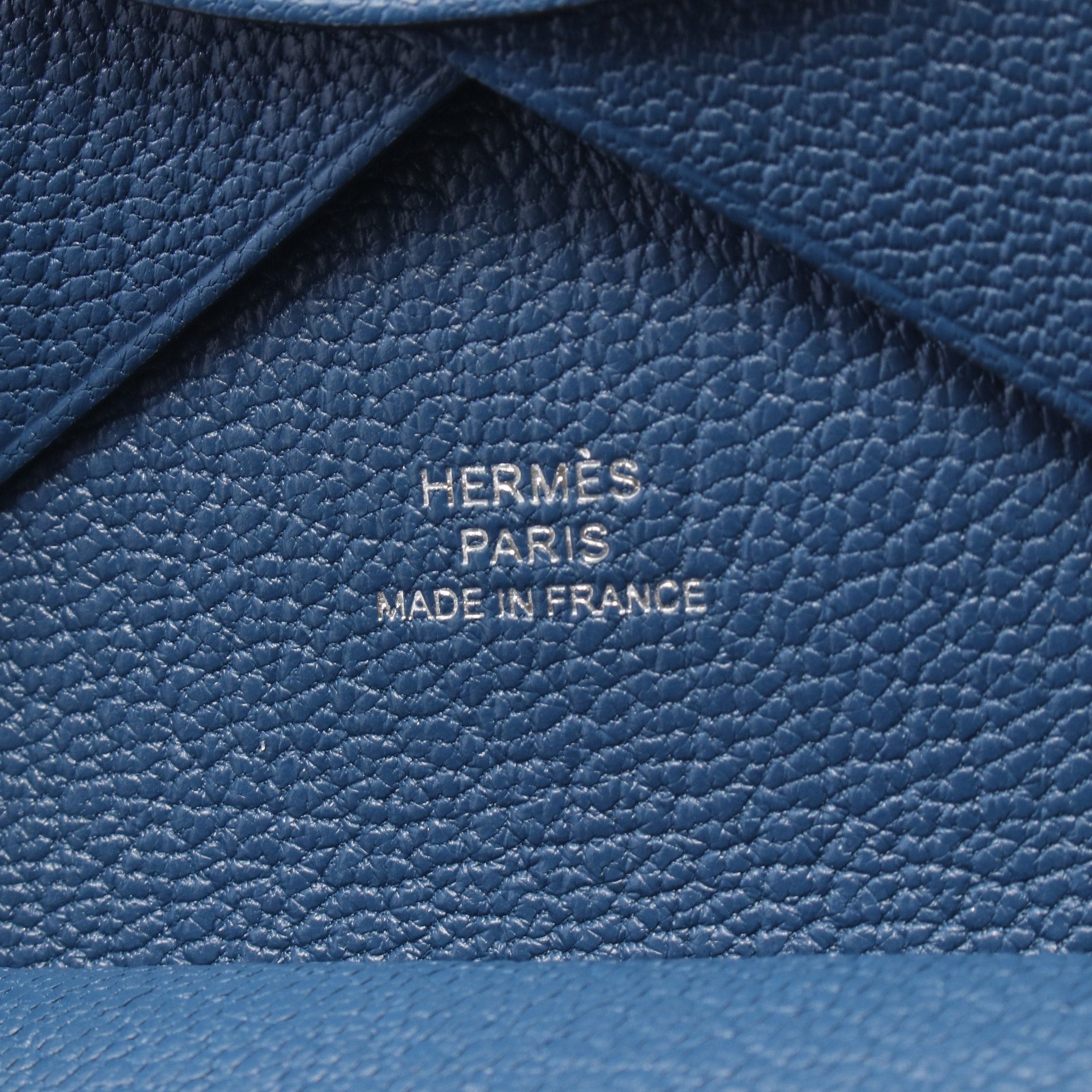 Hermes Hermes Calviduo Blue Tie Coin Purse Chevre Silver Hardware K Stamp Size ONE SIZE - 4 Thumbnail