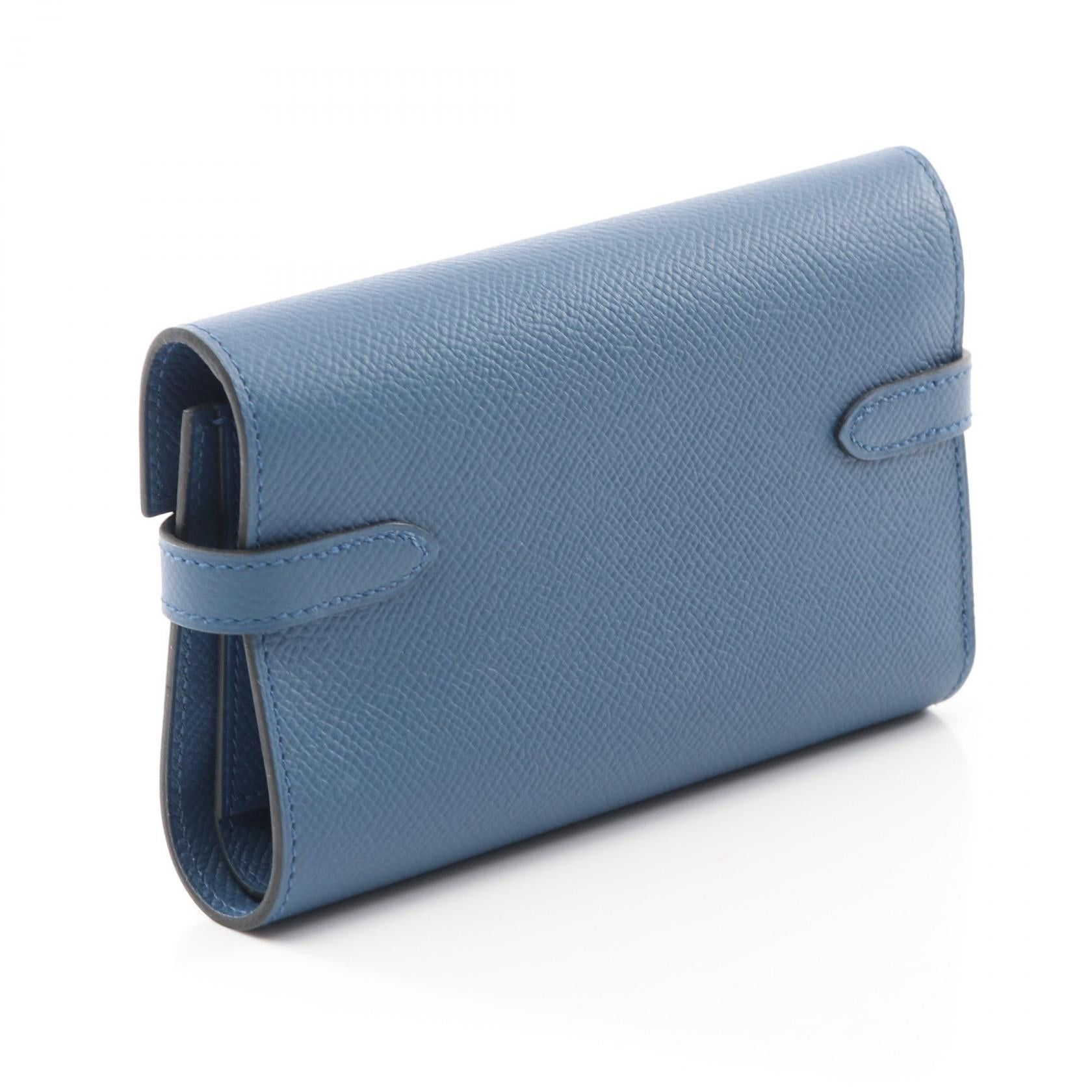 Hermes Hermes Kelly Wallet Medium Blue De Galis Trifold Veau Epsom Gold Hardware A Stamp Size ONE SIZE - 2 Thumbnail