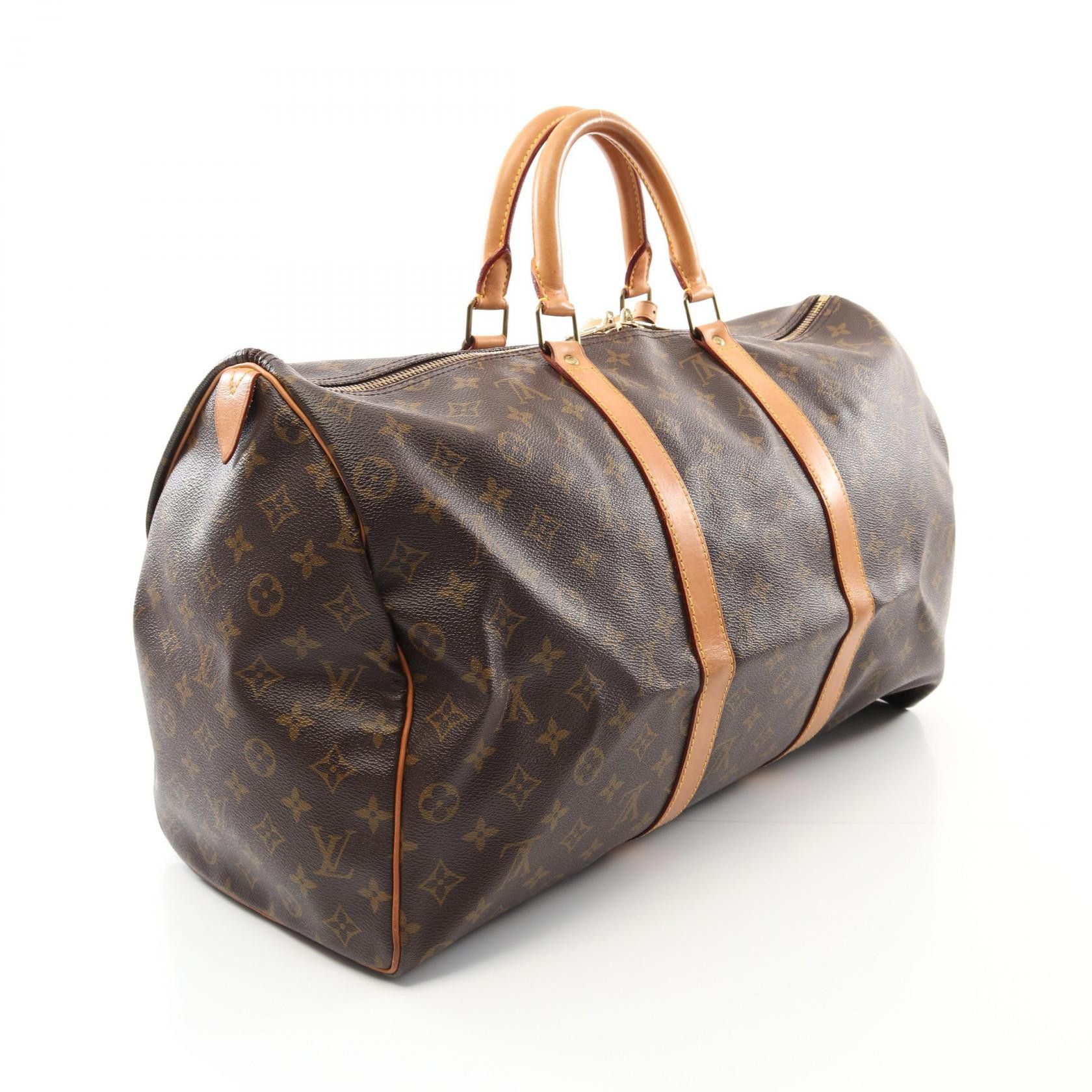 Louis Vuitton Louis Vuitton Keepall 50 Monogram Boston Bag Leather Brown Size ONE SIZE - 2 Thumbnail