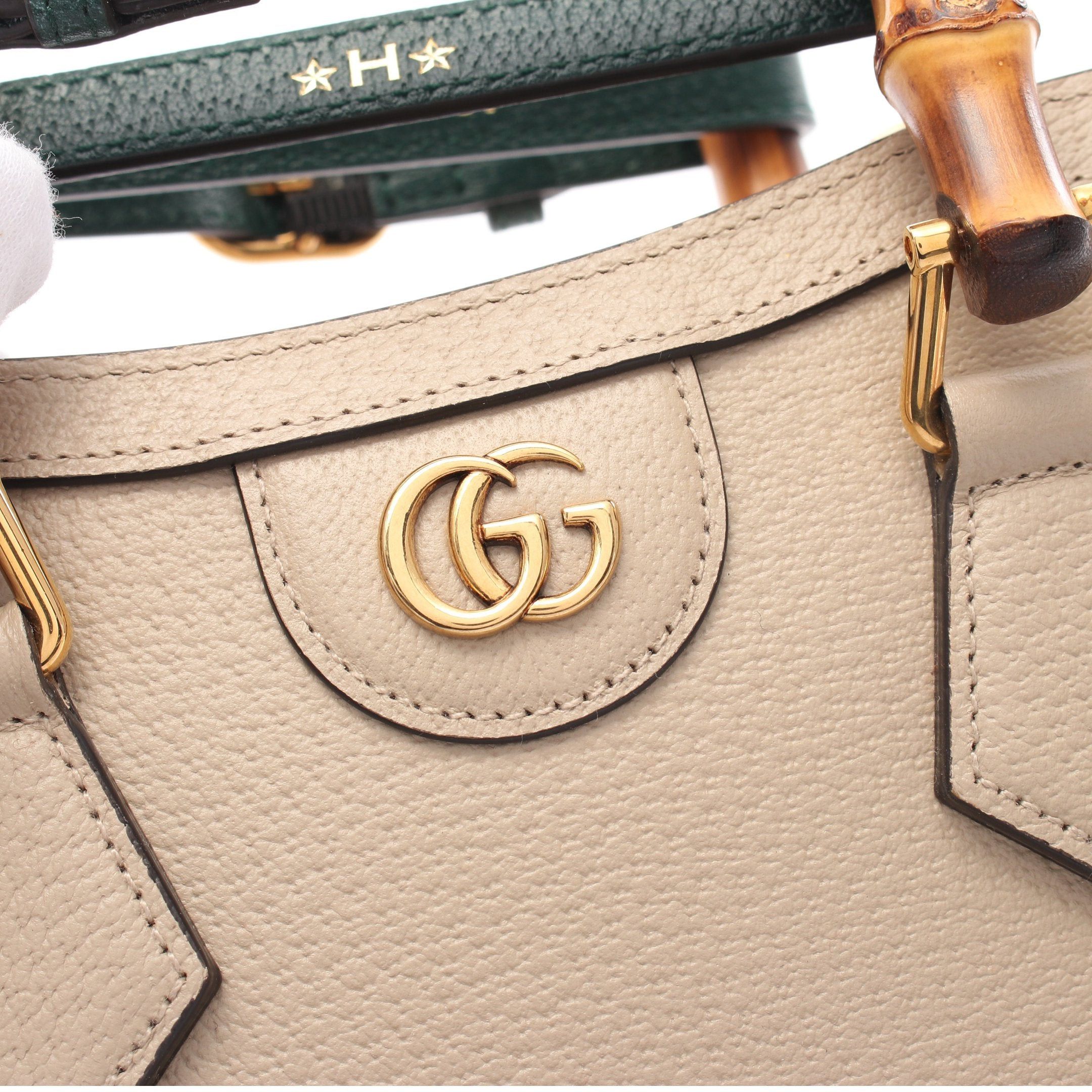 Gucci Gucci Diana Mini Bamboo Handbag Tote Bag Leather Gray Beige Size ONE SIZE - 6 Thumbnail