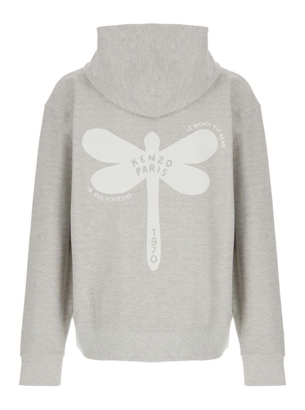 'Dragonfly' Grey Sweatshirt with Logo Lettering on the Front and Maxi Logo on the Rear in Cotton Stretch Man