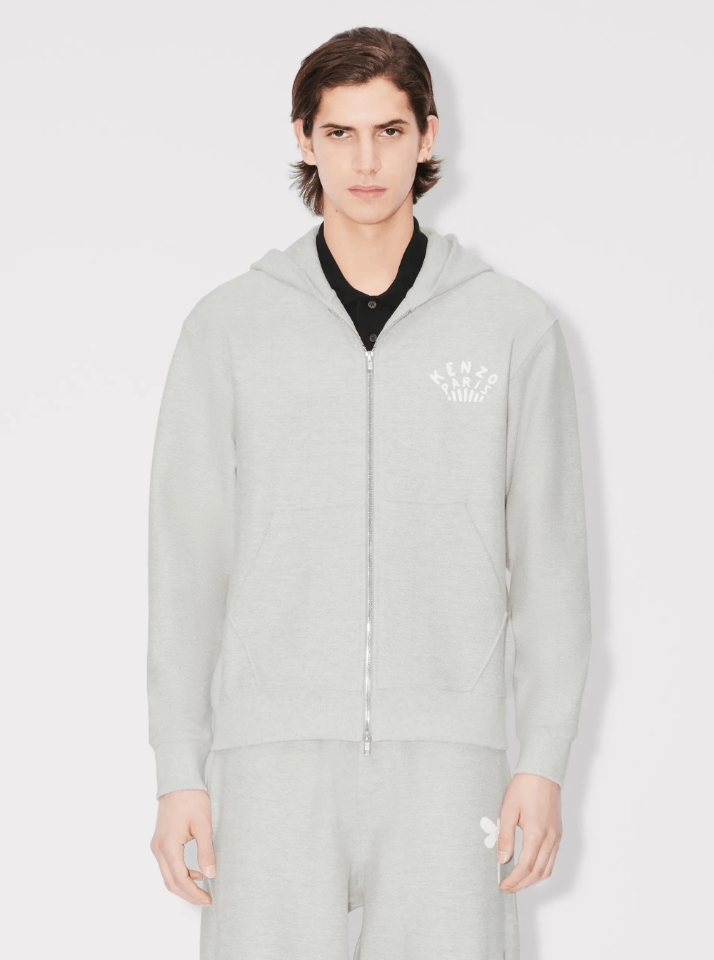 'Dragonfly' Grey Sweatshirt with Logo Lettering on the Front and Maxi Logo on the Rear in Cotton Stretch Man