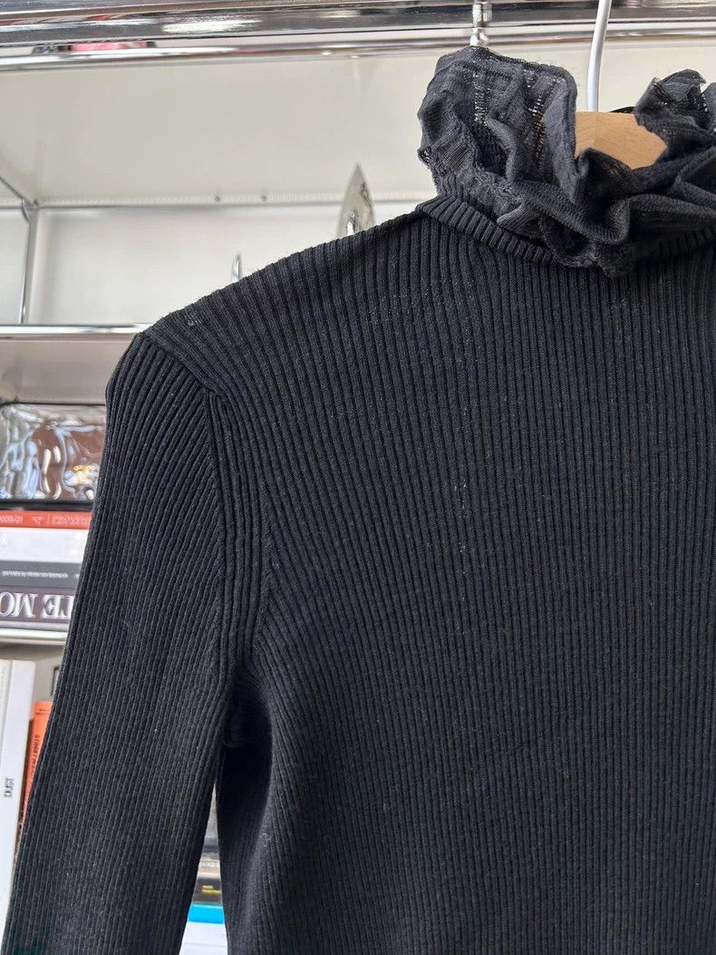 Chanel Black Knit Top with Ruffled Collar and Sleeves - dmc Size US M / EU 48-50 / 2 - 4 Thumbnail