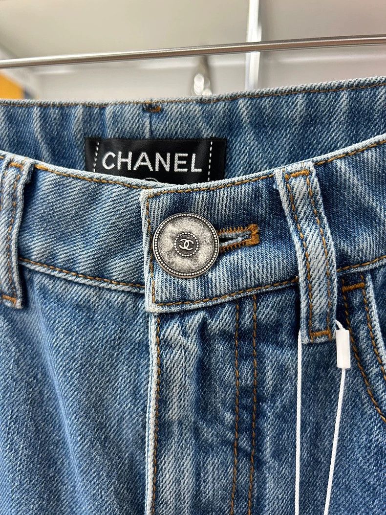 Chanel Chanel Blue Denim Long Pants with Embroidery - dmc Size US 34 / EU 50 - 4 Thumbnail