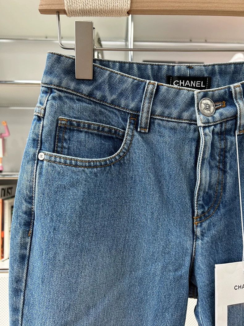 Chanel Chanel Blue Denim Long Pants with Embroidery - dmc Size US 34 / EU 50 - 3 Thumbnail