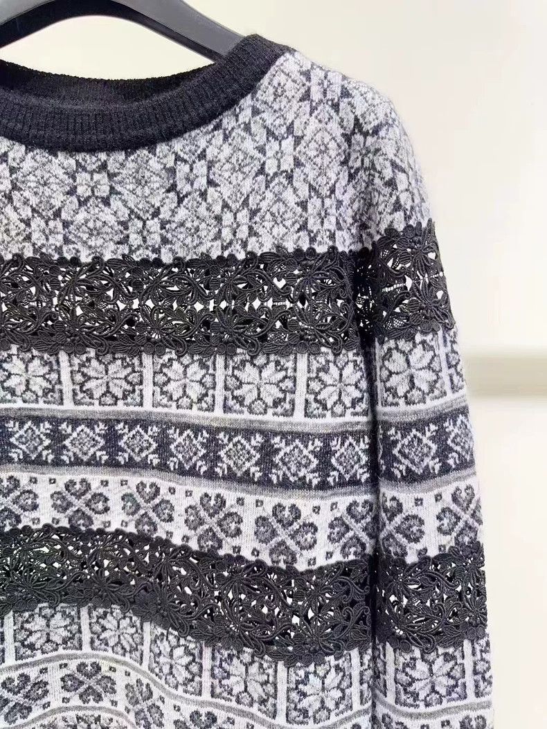 Chanel Chanel Sweater with Lace Details - dmc Size US M / EU 48-50 / 2 - 2 Thumbnail